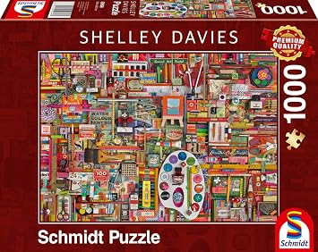 Shelley Davies Vintage Artists Materials 1000 Piece Jigsaw Puzzle by Schmidt Spiele Kids and Adults Ages 12+, SCH59698