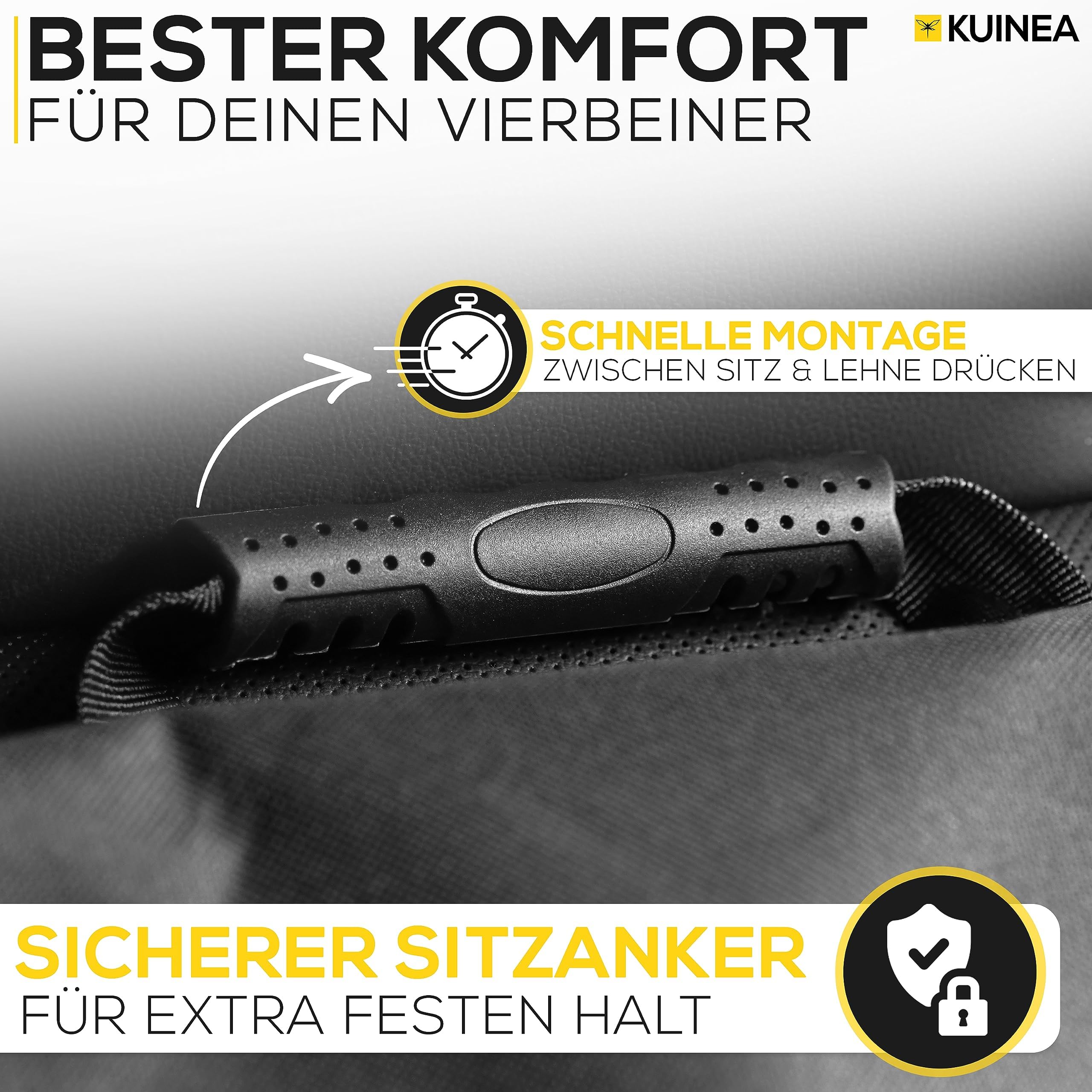 KUINEA® Extra Stabiler Hunde Autositz Rückbank - GRATIS Hundegurt - kleine bis mittelgroße Hunde - Autositz Hund wasserdicht, Hundekorb Auto, Hundesitz Auto, Hundeautositz, dog car seat