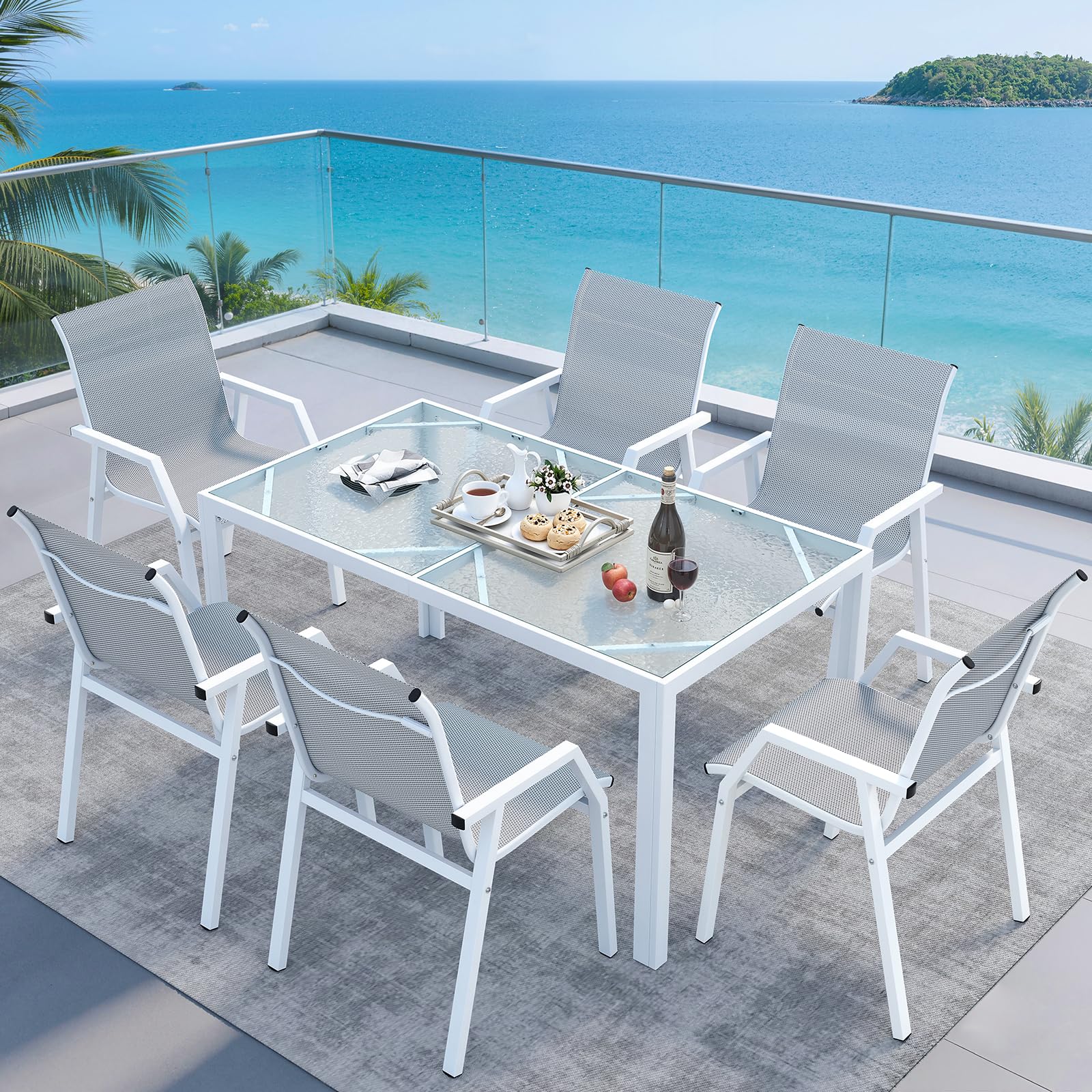 Amazon.com: Jocoevol 7 Piece Patio Dining Sets for 6, Outdoor