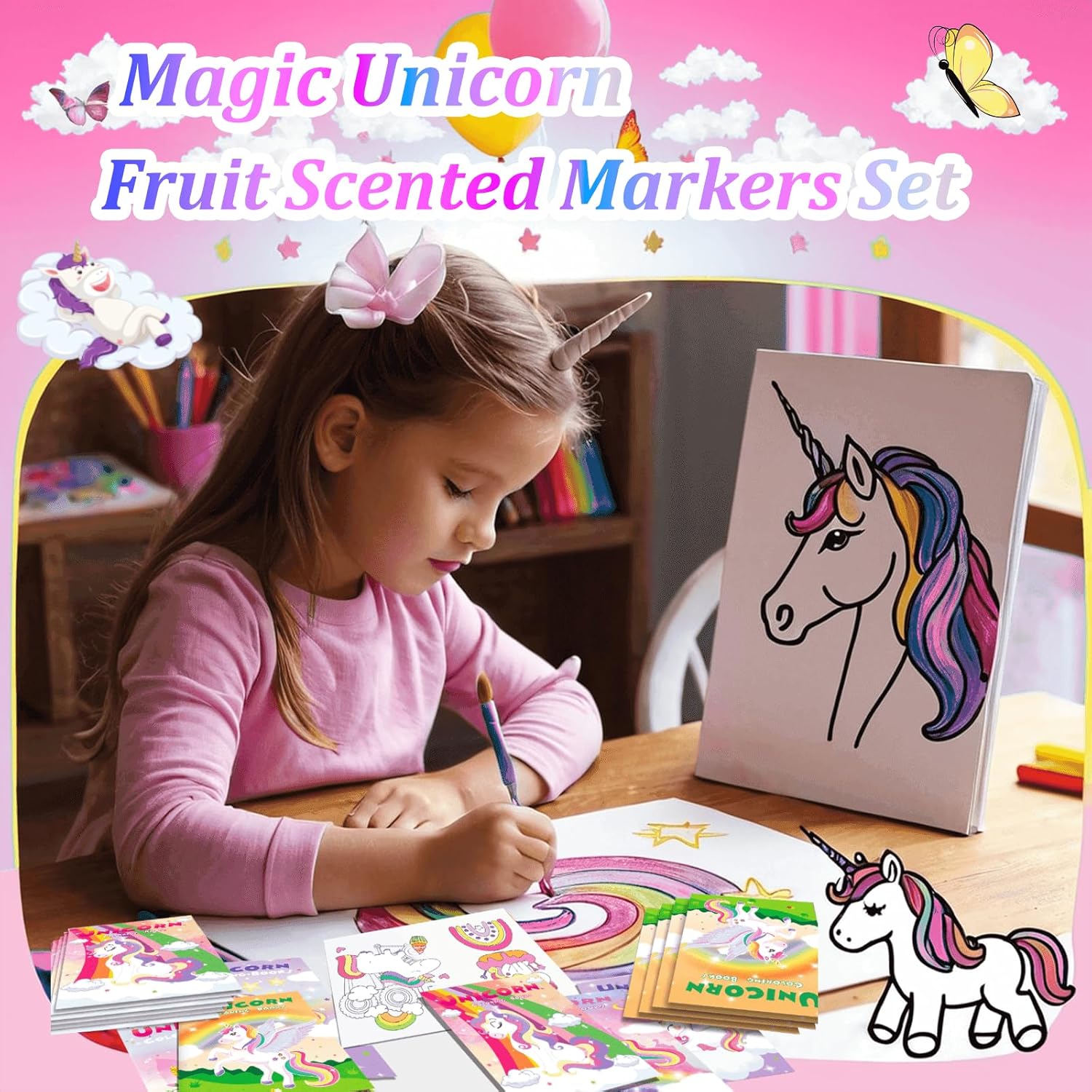 Markers Set 65 Pcs- Art Coloring Drawing Kits for Kids with Unicorn Pencil Case,Crayon&Markers Stuff, Birthday Gifts for Girls 4-12 Year Old Unicorn Rainbow - Image 6