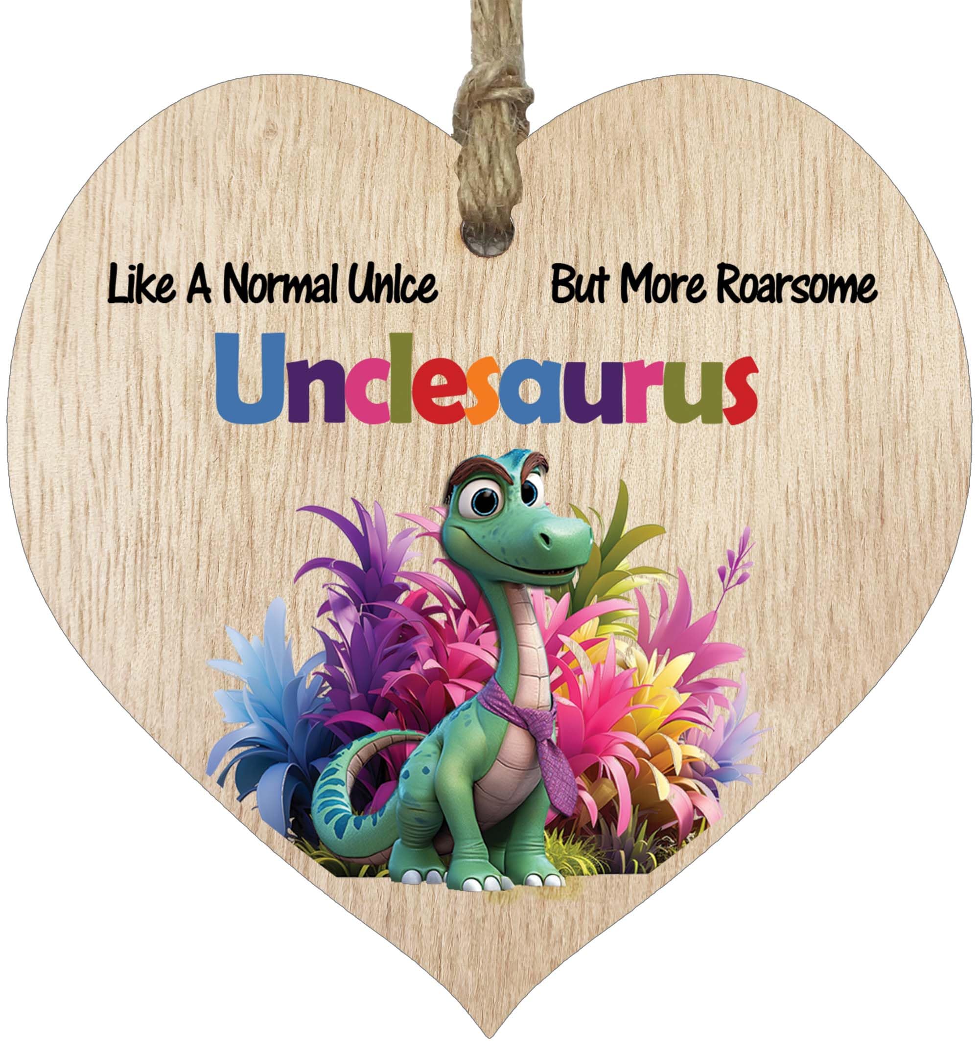 Uncle Gifts - Roarsome Unclesaurus Wooden Heart Plaque - Happy Birthday Gifts for Uncle from Nephew Niece, Dinosaur Father's Day Presents, Light Wood Sign Keepsake