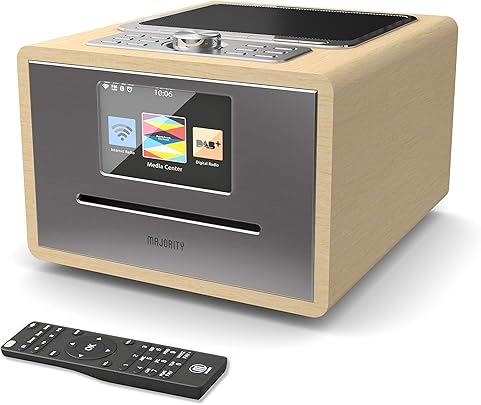 Majority Homerton Internet Radio Wi-Fi Lettore CD Telecomando DAB DAB FM digitale Bluetooth Doppio allarme Ingresso AUX USB Porta cuffie Controllo app Schermo colori Quercia Majority Homerton Internet Radio Wi-Fi Lettore CD Telecomando DAB DAB FM digitale Bluetooth Doppio allarme Ingresso AUX USB Porta cuffie Controllo app Schermo colori Quercia