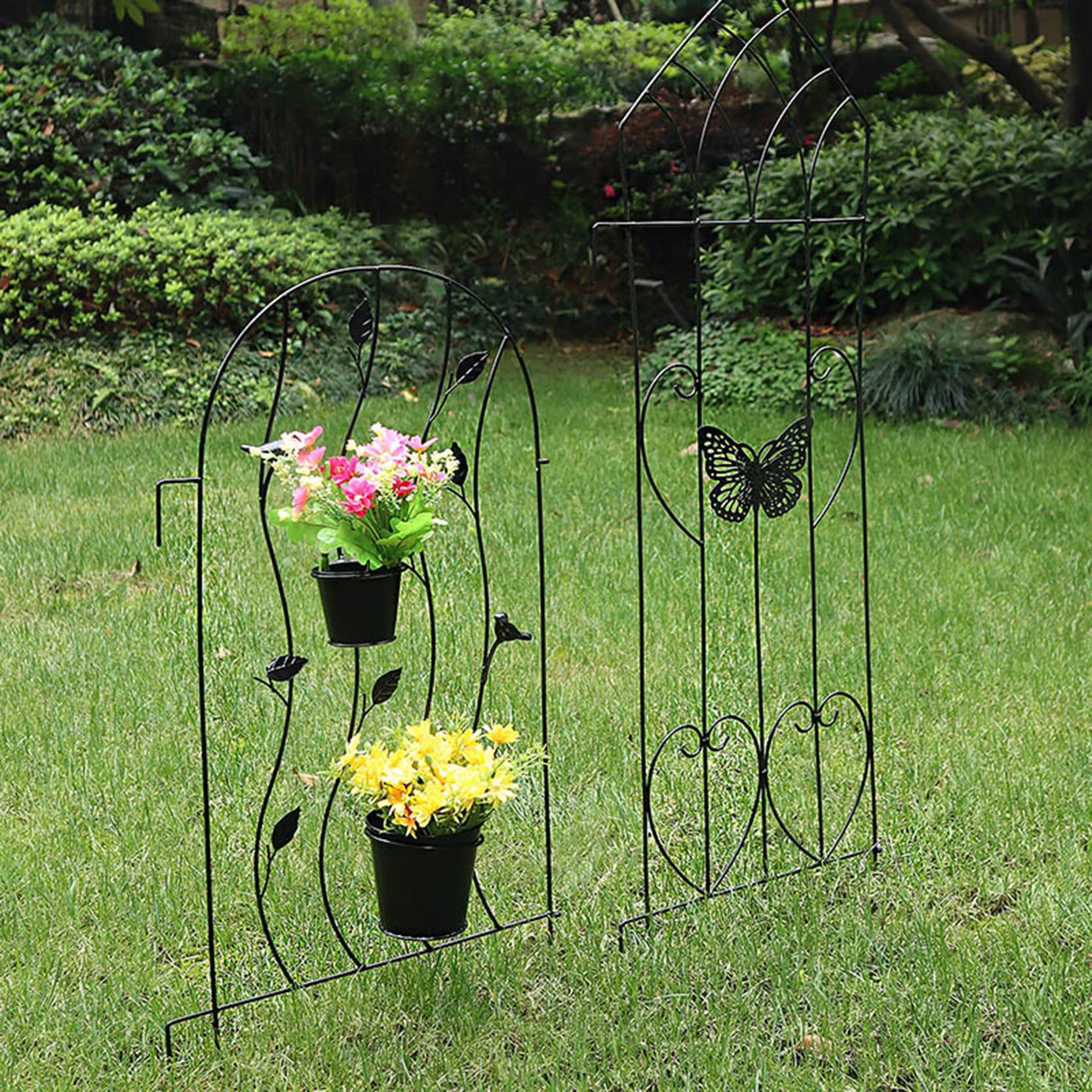 ZYFA Beetzaun Beetbegrenzung aus Metall Rankhilfe Gartenzaun Rankgitter Garten Gartenstecker Gartenpfähle Rasenkanten Gartenzäune Pflanzenstützen für Gartendeko,Deko Für Kletterpflanzen,Dekozaun