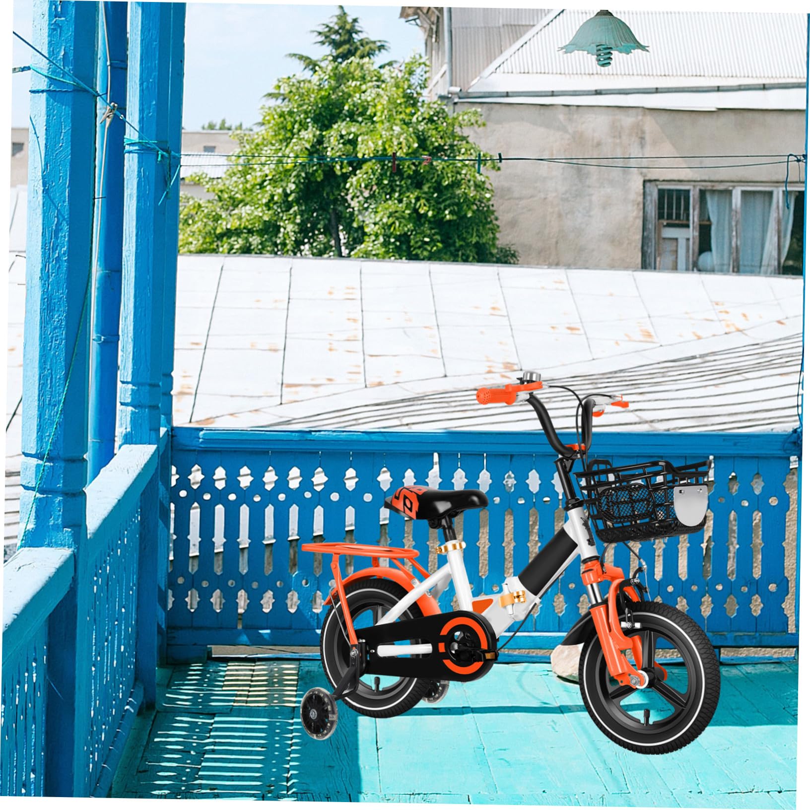 Ruote di Supporto per Bicicletta Nere per Stabilizzatori Regolabili Ruote Ausiliarie Posteriori in PU Luminescenti con Staffa in Carbonio per Bilanciamento e Sicurezza Durante