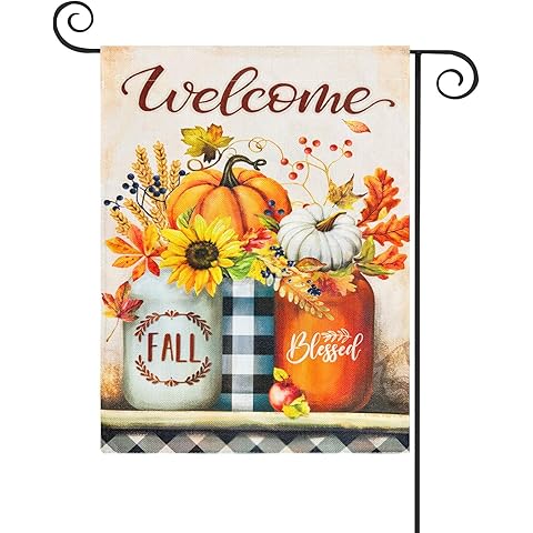 TOPFLAGS Fall Garden Flag 12x18 Inch Double Sided Welcome Autumn Yard Flags Decoration for Home Porch Outside