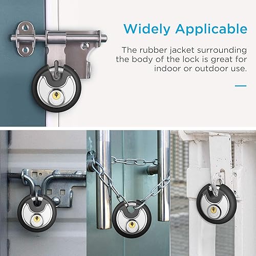 Miniatura 6 de Puroma Candado con llave, cerradura de disco de acero inoxidable con 3 llaves y cerradura de almacenamiento impermeable y resistente al óxido con