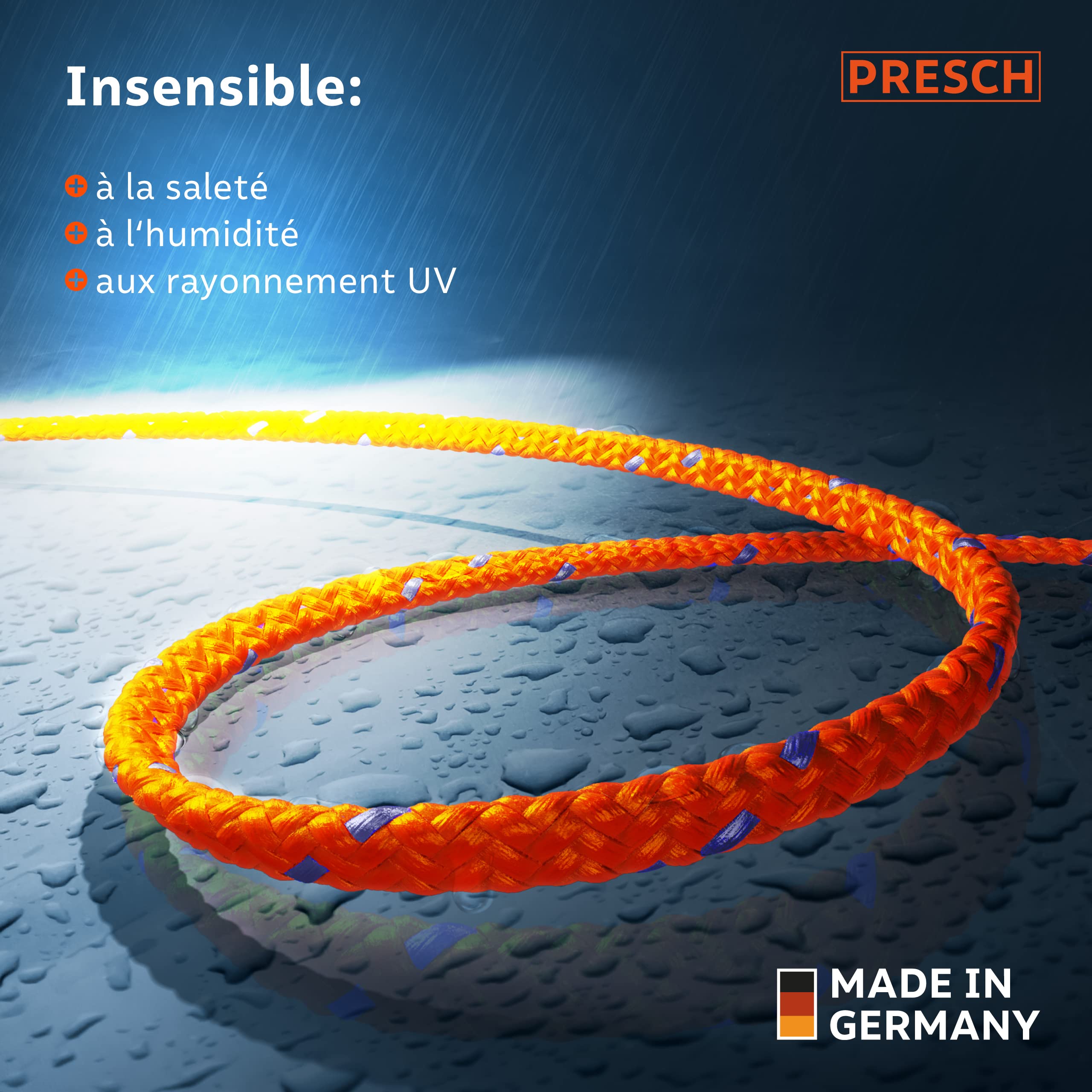 Presch Cordeau de maçon 100m | ⌀2,0mm | Polyester | Cordeau d'alignement résistant à la déchirure et aux intempéries avec Bobine | Cordeau de Construction résistant aux Noeuds
