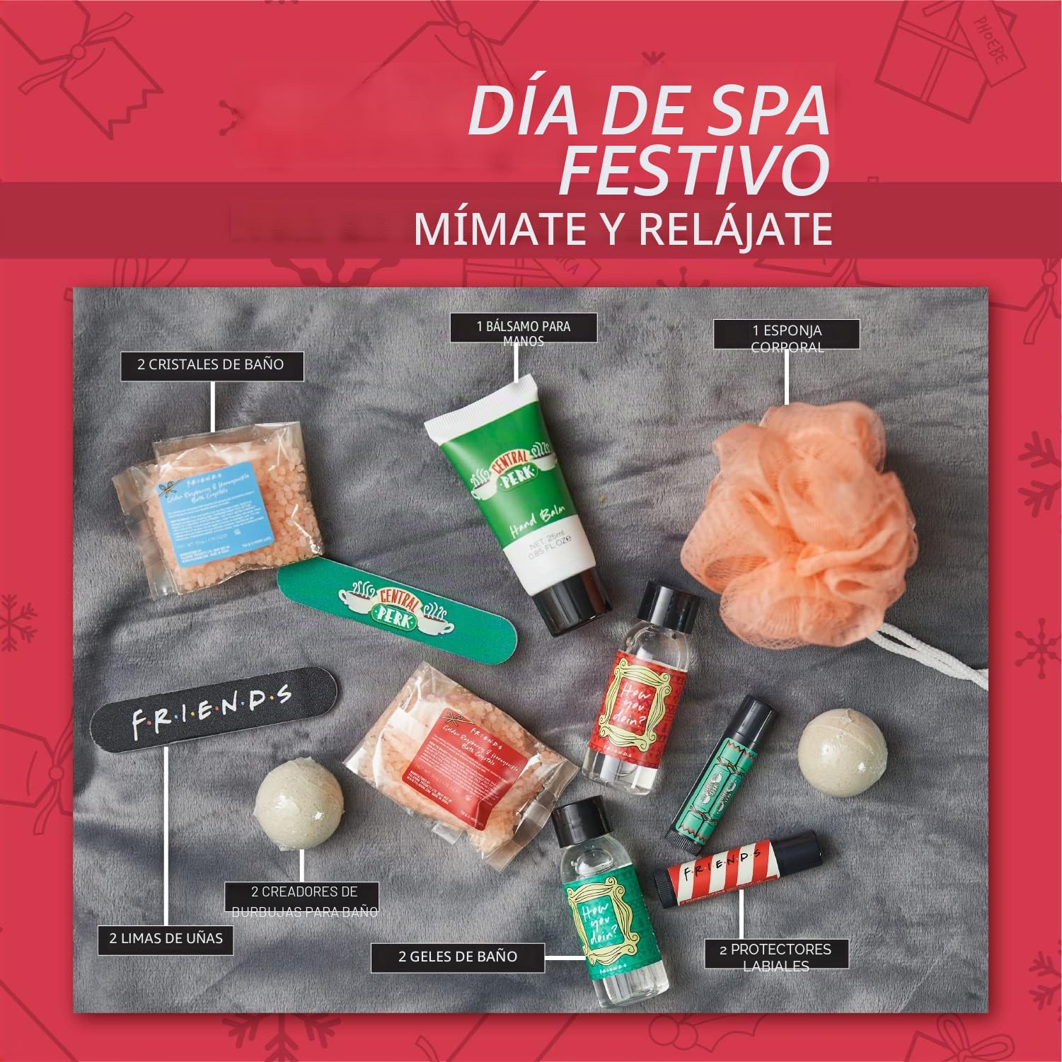Paladone- Central Perk - Calendario de Adviento de 12 días de baño, Cuenta Regresiva del Programa de televisión Friends para Navidad, Color Azul (PP6879FRTX)