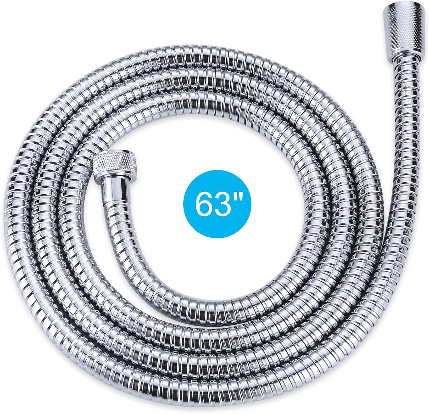 ALEASHA Chrome Finished Shower Hose 63 inches, Shower Hose Extra Long for Shower Head Flexible SUS 304 Stainless Steel Bidet hose for Bathroom Bathing Toilet Cleaning
