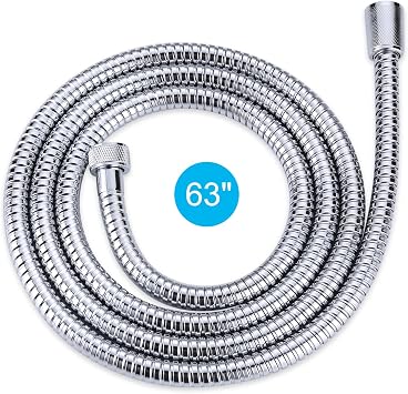 ALEASHA Chrome Finished Shower Hose 63 inches, Shower Hose Extra Long for Shower Head Flexible SUS 304 Stainless Steel Bidet hose for Bathroom Bathing Toilet Cleaning
