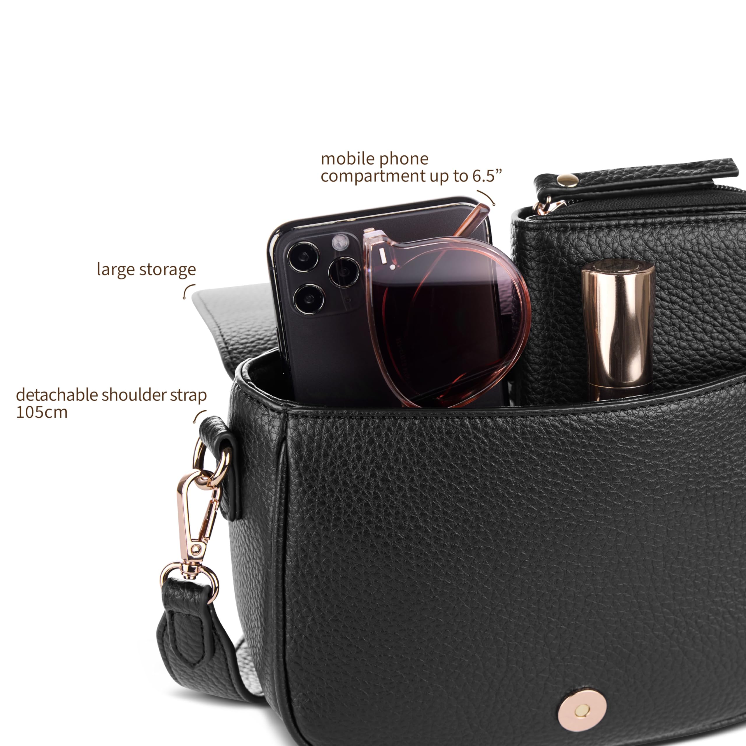 bugatti Elina Damen-Schultertasche aus Kunstleder, Handtasche in S oder M für Frauen