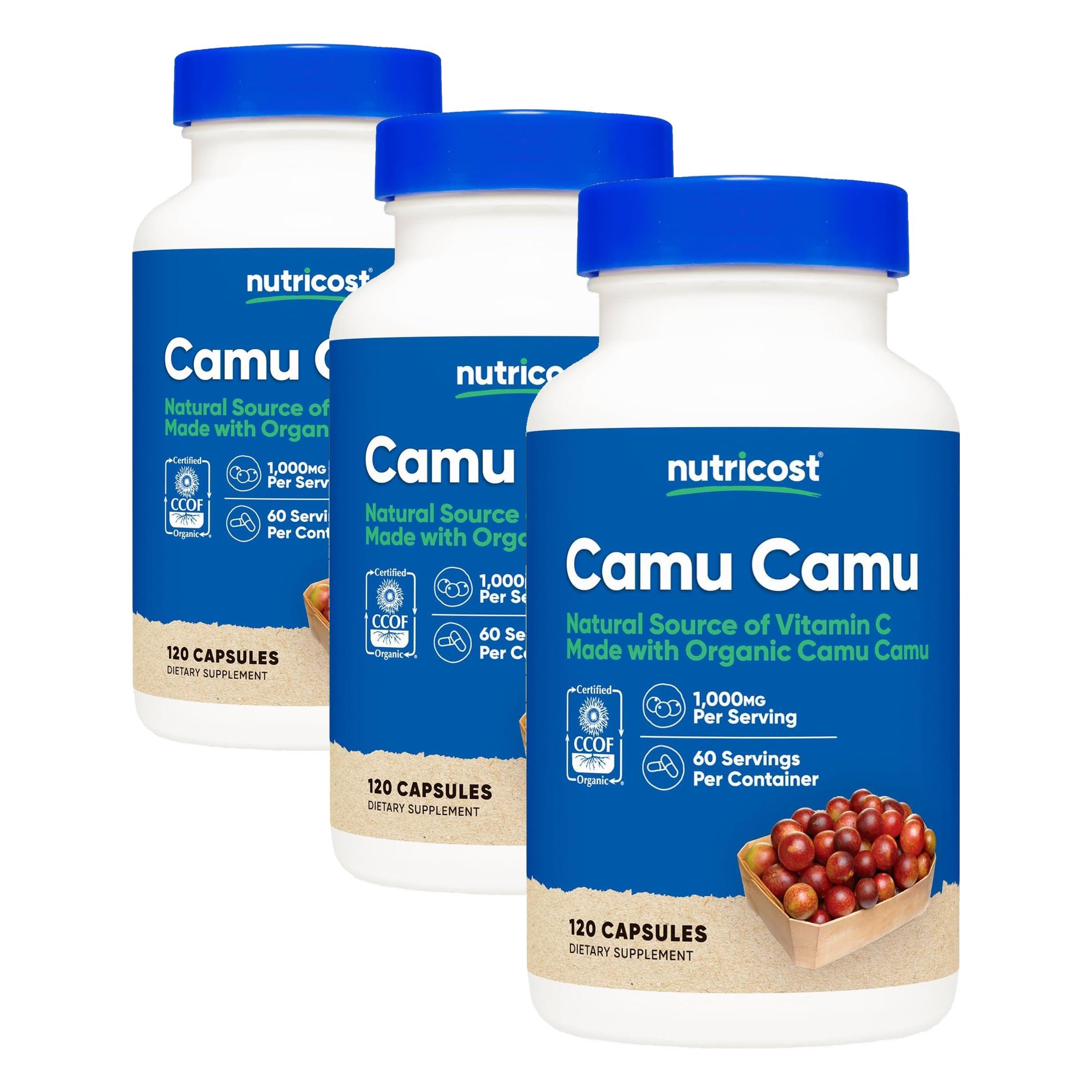 Nutricost Camu Camu (1000mg) 120 Capsules, Gluten Free (Pack of 3) 120 Count (Pack of 3)