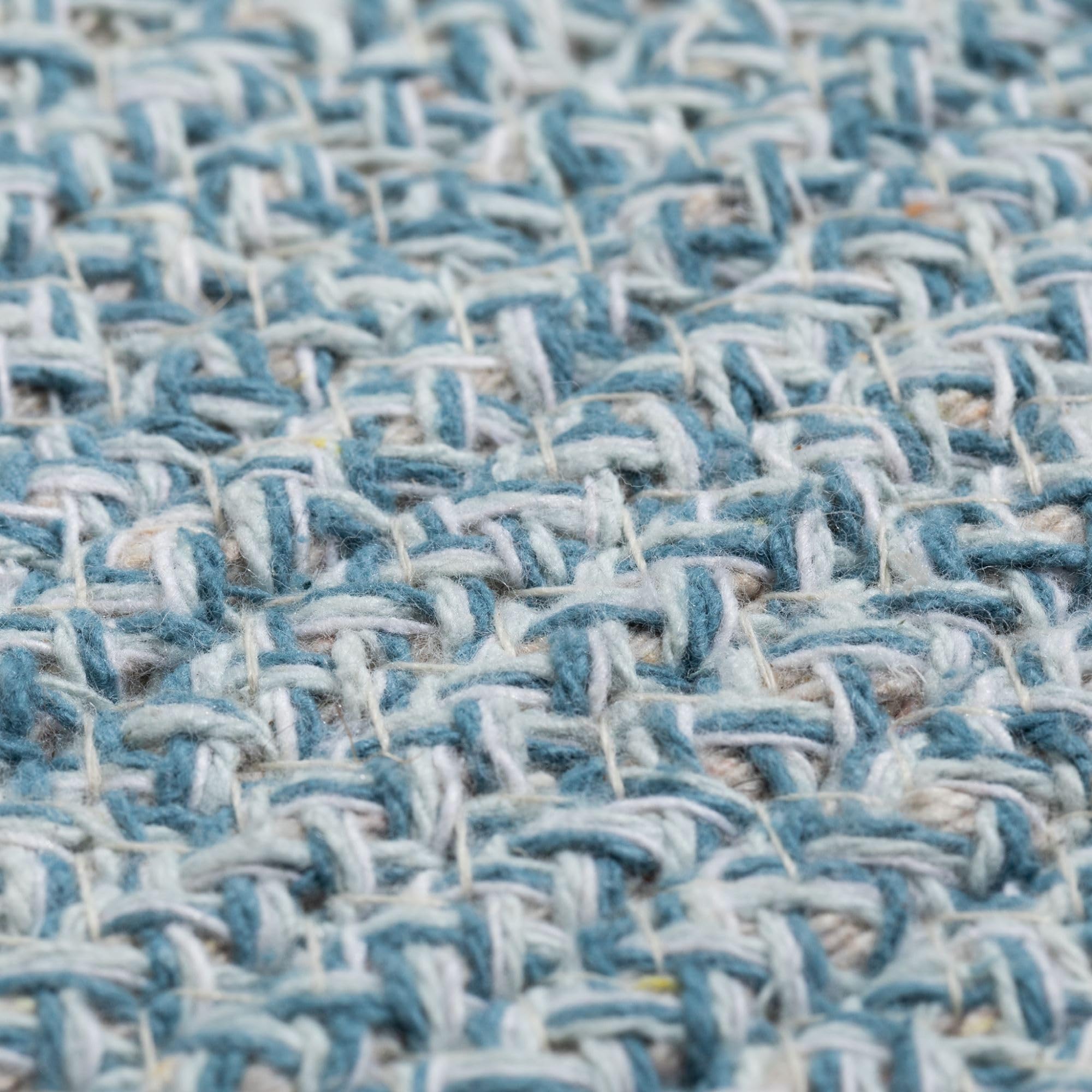 Steffensmeier Handweb Teppich Bali | 100% Baumwolle, Hellblau meliert, handgefertigt, Größe: Ø 120 cm | Flur, Eingangsbereich, Wohnzimmer