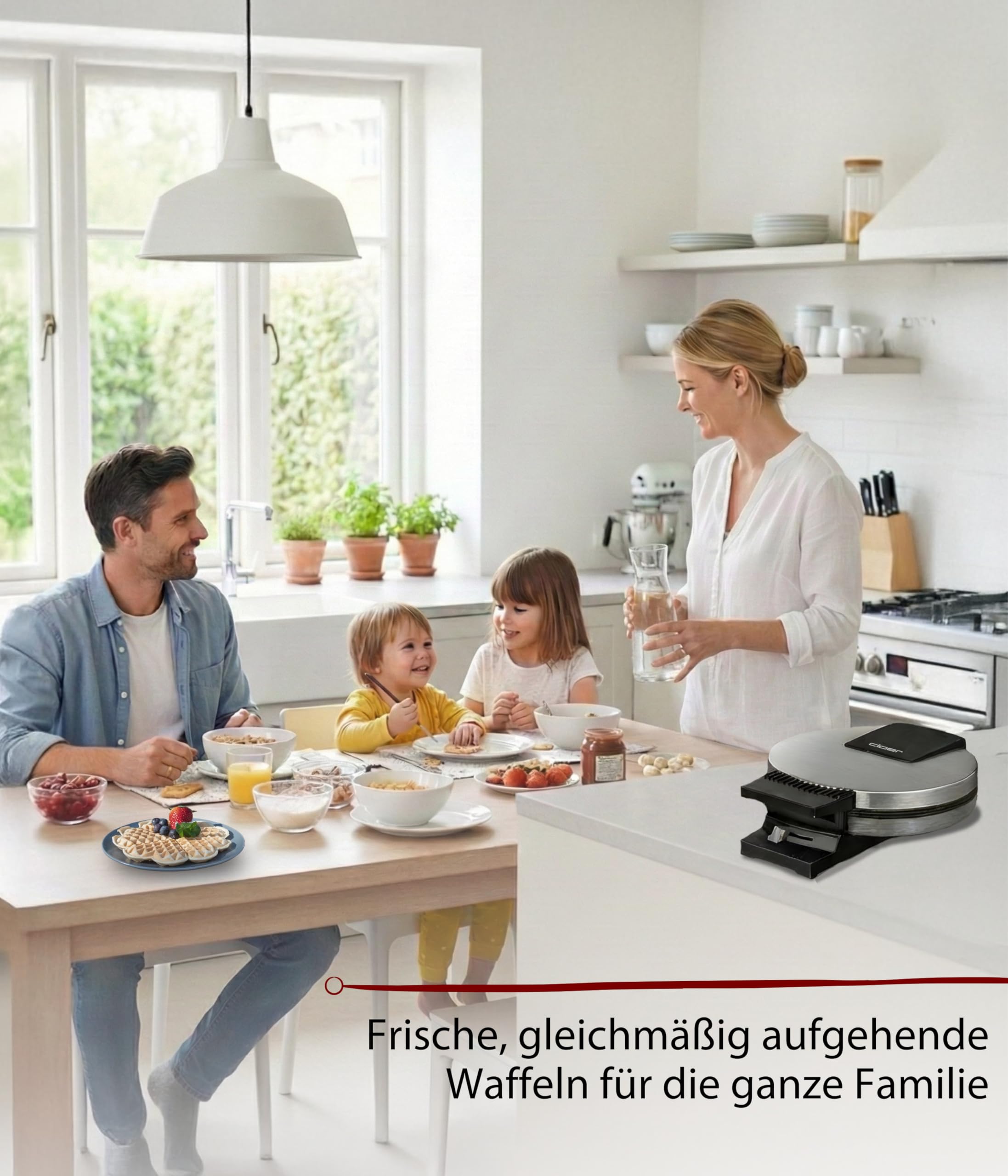 Cloer 189 Waffeleisen für eine Herzwaffel mit 16 cm Durchmesser, Herzwaffeleisen mit Doppelbeschichtung, schweren Backplatten, stufenlosem Bräunungsgrad, Backampel & Signalton, Edelstahl, 930 W