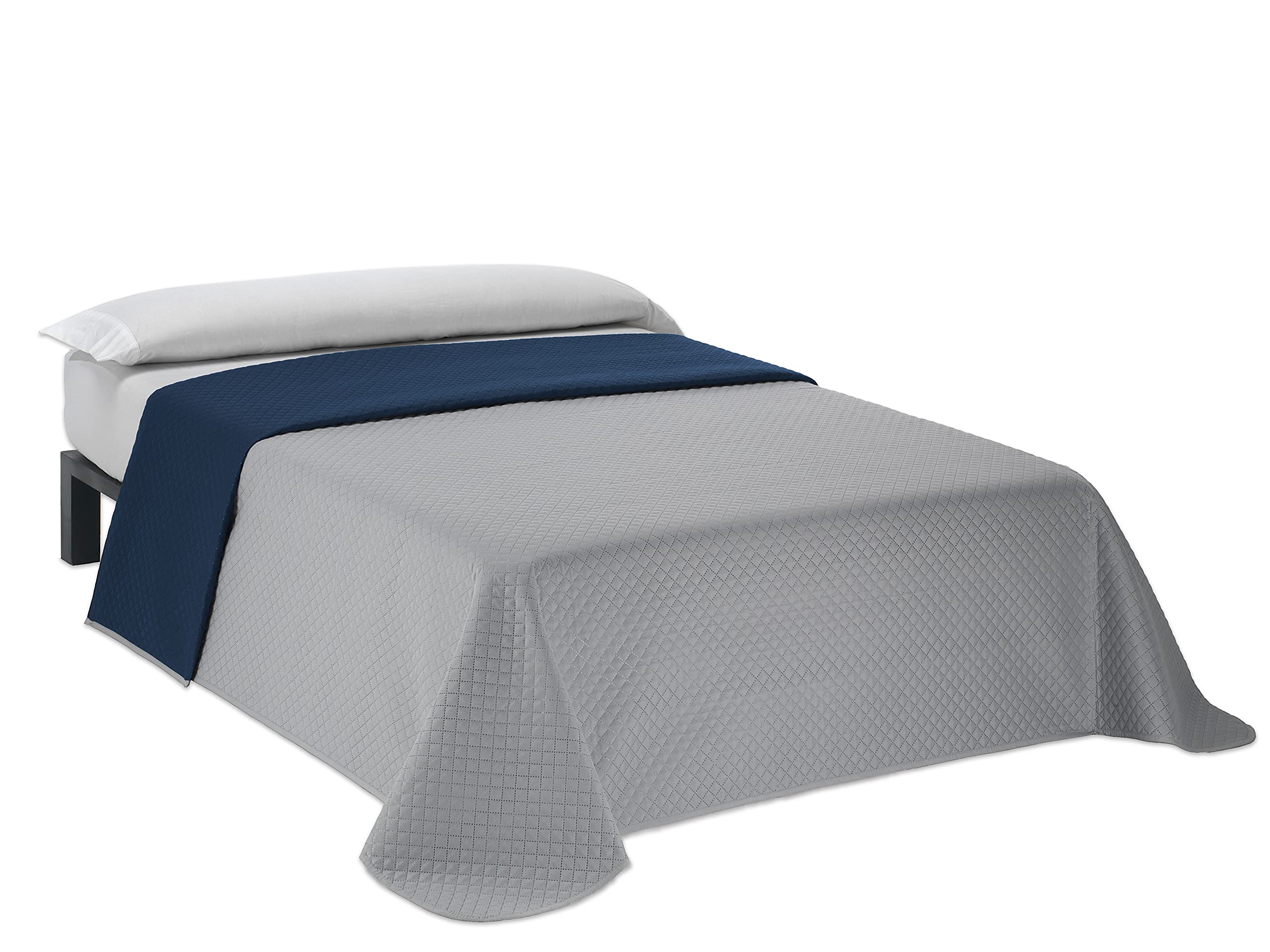 Martina Home Couvre-lit matelassé réversible 100% Polyester, Gris Bleu, lit 90