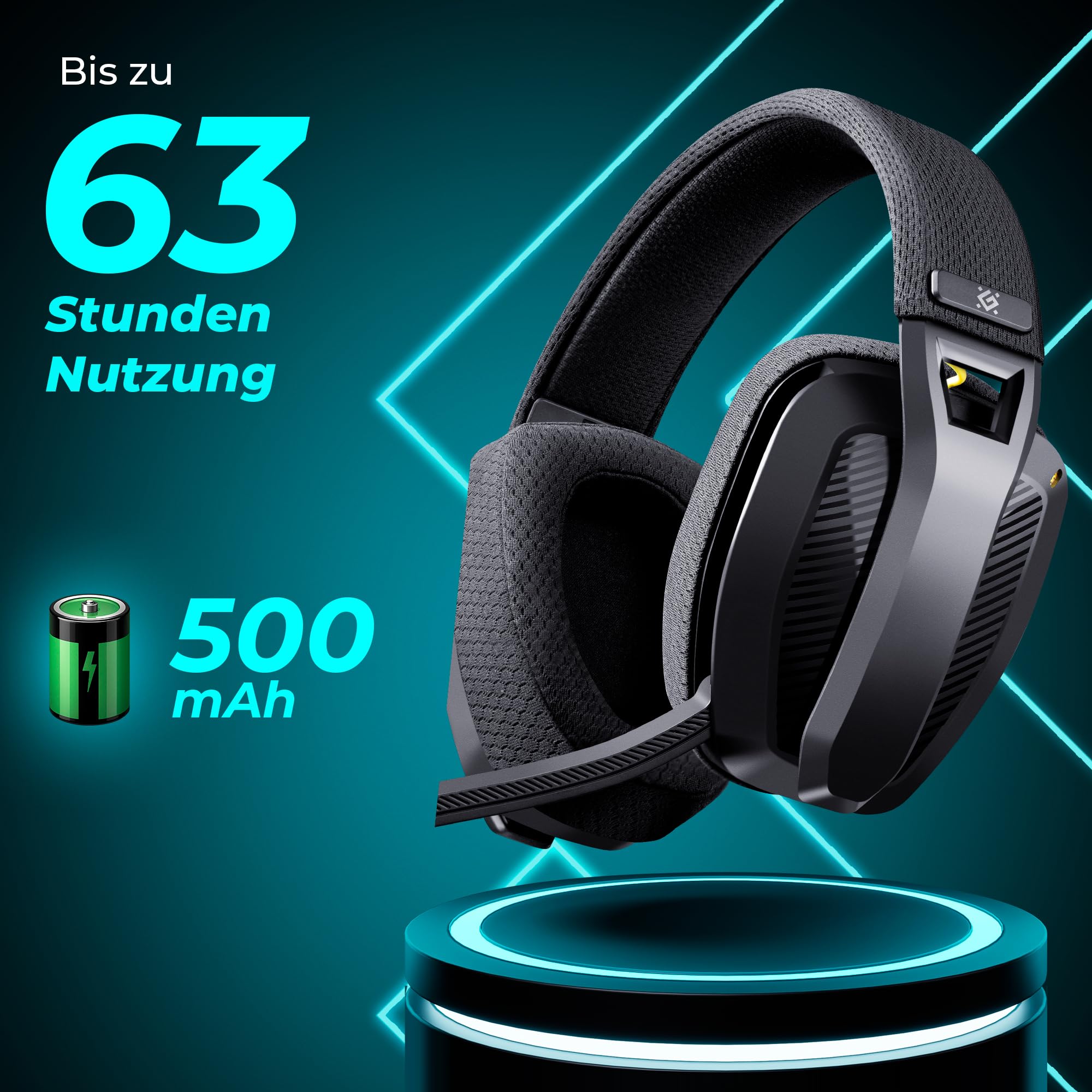 Defender® Orion Wireless Gaming Headset, bis 63h Akkulaufzeit, 2.4GHz+BT(≤30ms), 7.1 SurroundSound,Kopfhörer Mit Mikrofon mit Noise-Cancelling, Kompatibel für PS5/PS4/Switch, PC Headset, Schwarz - 5