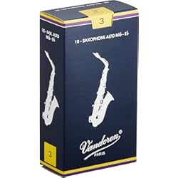 Saxofon Transparente Vandoren SR213 - Caja de 10 cañas tradicional n.3 para saxofón alto, madera