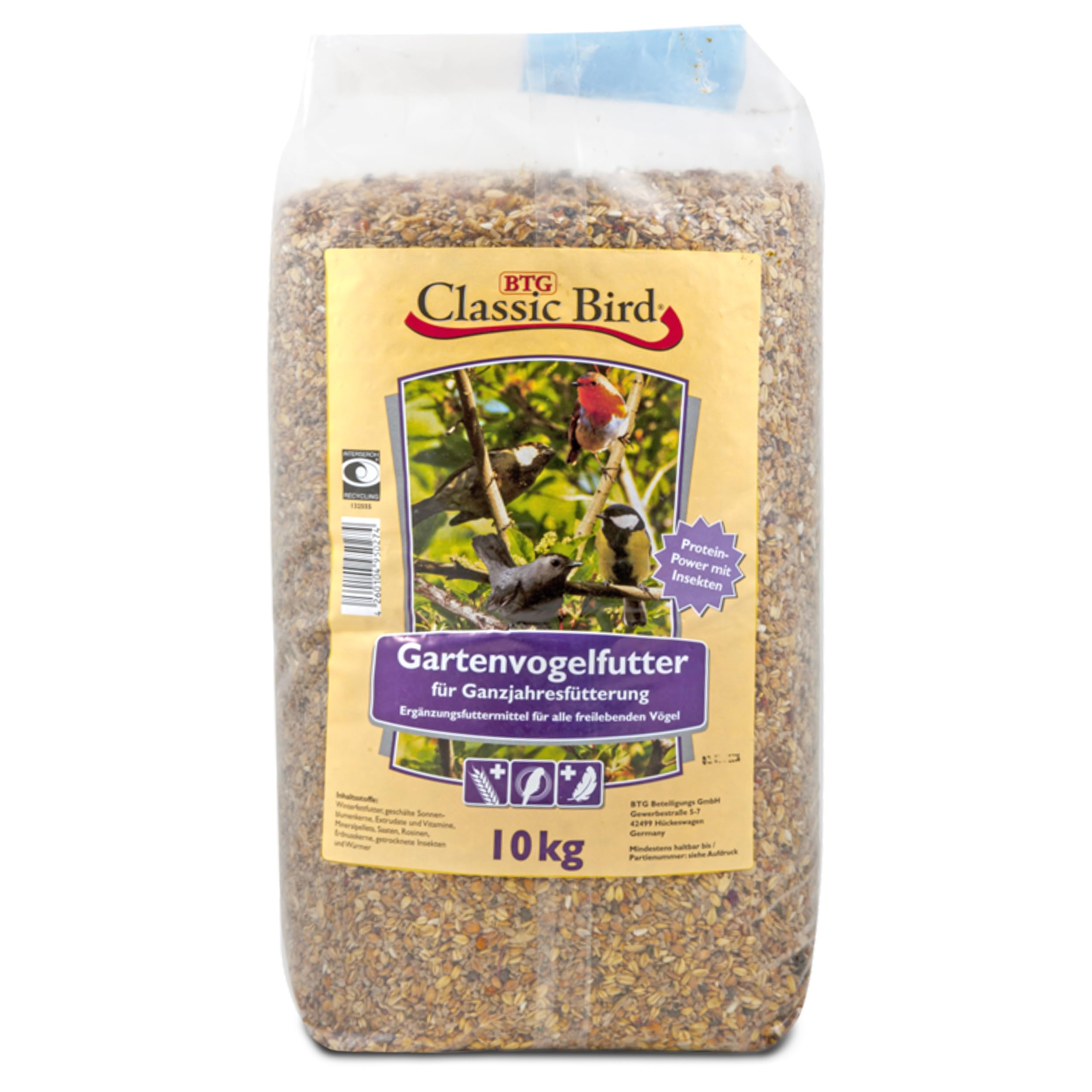 Comida para pájaros de jardín de 10 kg, alimento para pájaros, Frutos Secos para Aves Silvestres, pienso para pájaros, Semillas de Girasol, alimento para pájaros, Insectos, Aves de