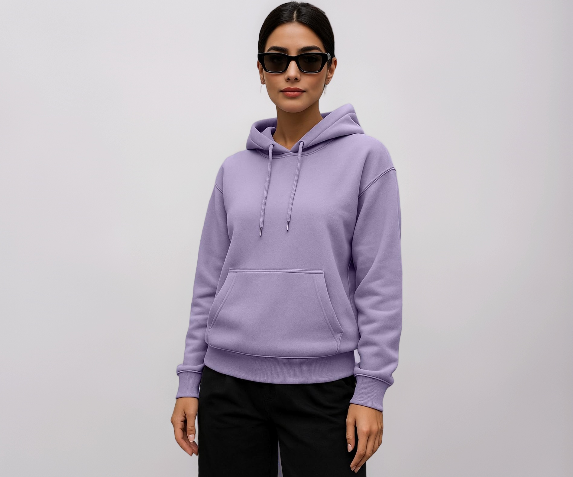 Image of JUNEBERRY Cotton Spun Casual Solid Full Sleeves Women Stylish Hooded Neck Regular Fit Hoodie for Winter