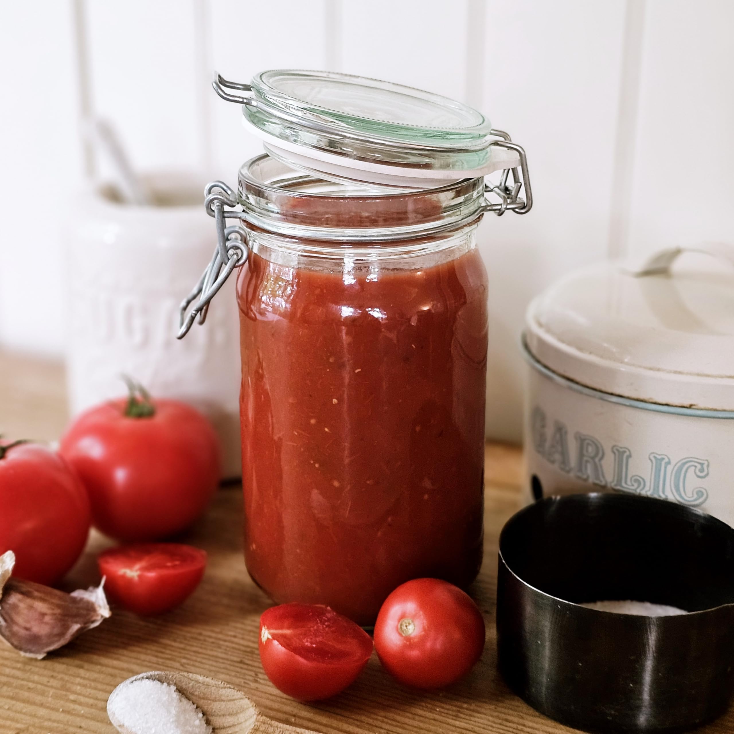 18er Set Einmachgläser 810 ml mit Bügelverschluss - Vorratsgläser mit Etiketten - Drahtbügelgläser mit Gummidichtung & Bügelverschluss - Einweckgläser mit Deckel (18 Stk.)