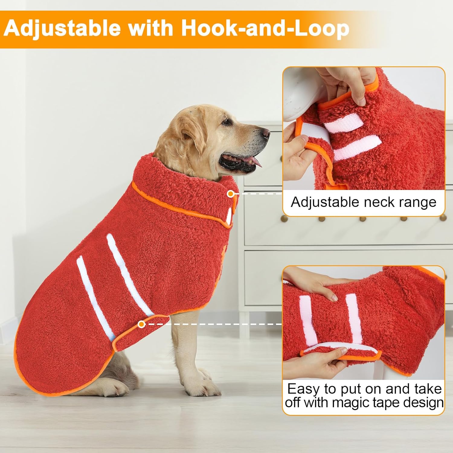犬用バスローブ 超吸収性犬用タオル 大型速乾性ローブ 入浴後 ソフト 調節可能 暖かい 飼育犬用タオル(S-XXL)