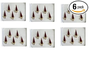 OJ Golden Drop Shape 2 line Moti Stone Bindi Kumkum Sindoor Bindiya Tika Tilak Sticker Bridal Bindis Wedding Occasional For Girls & Womens-Size 7 Pack of 6