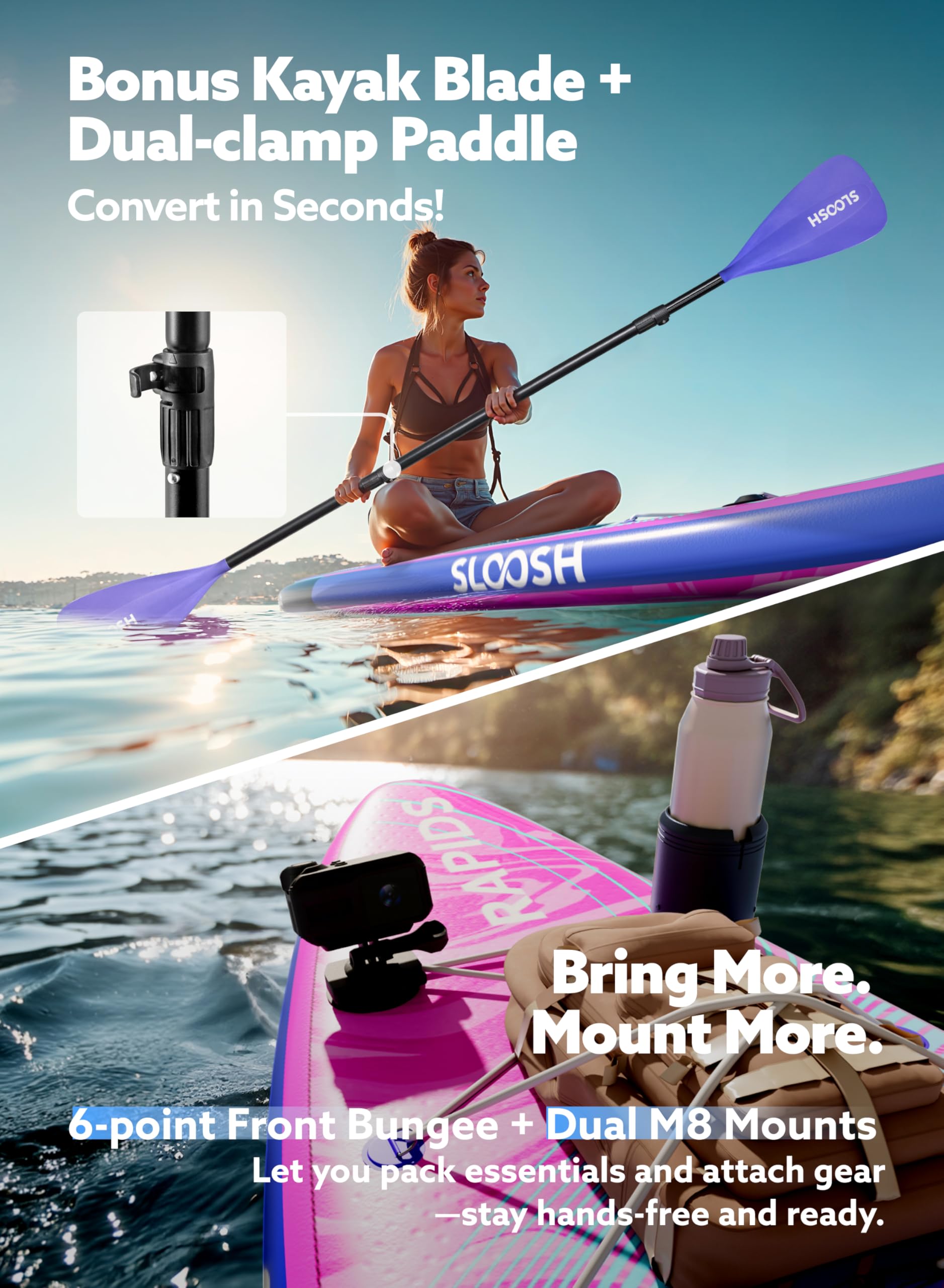 SLOOSH Premium Sup Board, Aufblasbares Stand Up Paddling Board, Extra-Langes 11'6" Paddleboard mit Zubehör, rutschfestem Deck, Tragetasche & Pumpe, Rapids SUP für Jugendliche & Erwachsene