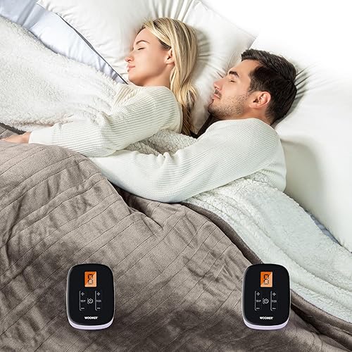 Miniatura 7 de WOOMER Manta térmica, tamaño matrimonial de 77 x 84 pulgadas, manta de franela suave de calentamiento rápido con opción multicolor, 10 niveles de