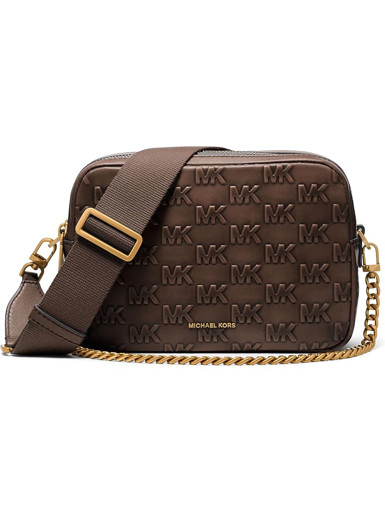 Brown Michael Kors Bryant Med Double Zip Chain Camera Xbody