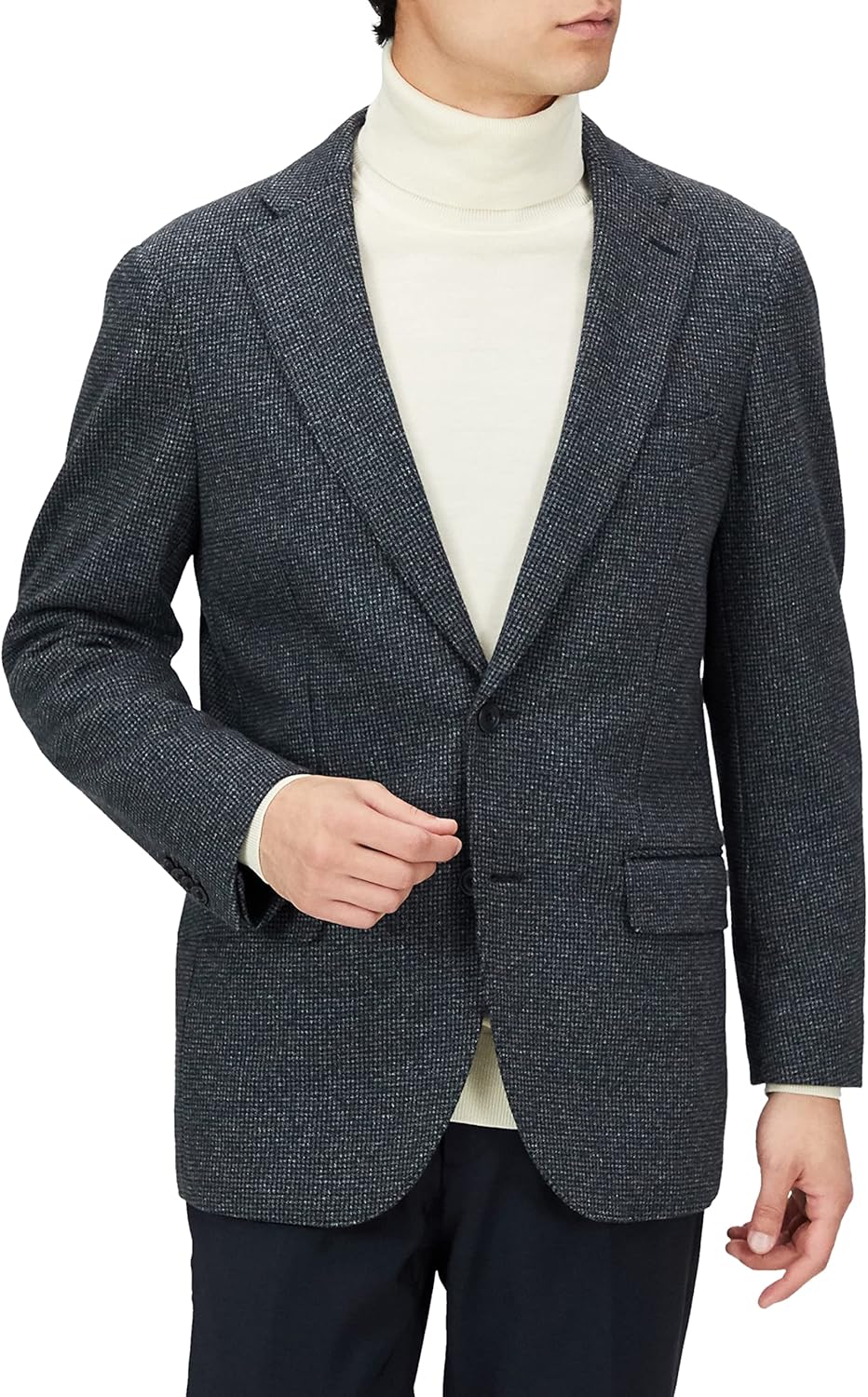 ストライプ ハイネックシャツ メンズ 黒 サイズ6