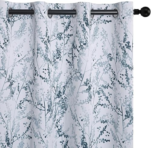 MYSKY HOME Cortinas de 84 pulgadas de largo para sala de estar, cortinas de oscurecimiento con patrón de rama, cortina para comedor, patio, ventana,