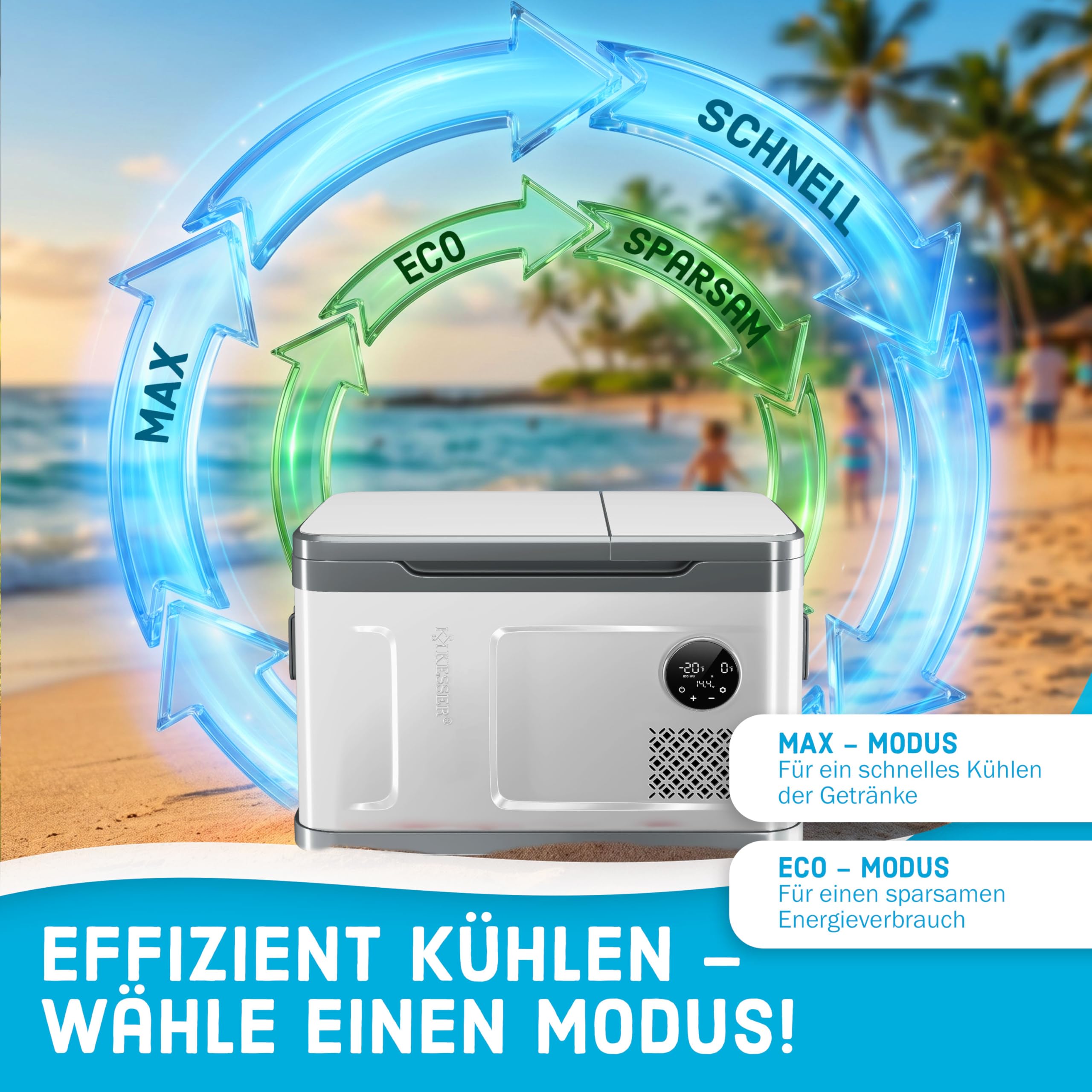 KESSER Kompressor Kühlbox 2in1 Doppelzone Kühl & Gefrierfach elektrische Gefrierbox -20°C 12/24V 230V Camping Auto Lkw