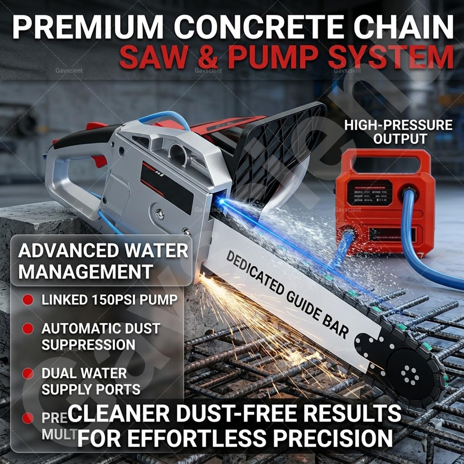 Motosega Elettrica per Cemento Diamantata Resistente Scanalatore Muro Cavo Alta Potenza 2 Catene Barre Guida Utensile Taglio Umido Secco Senza Polvere Apparati Uso 350