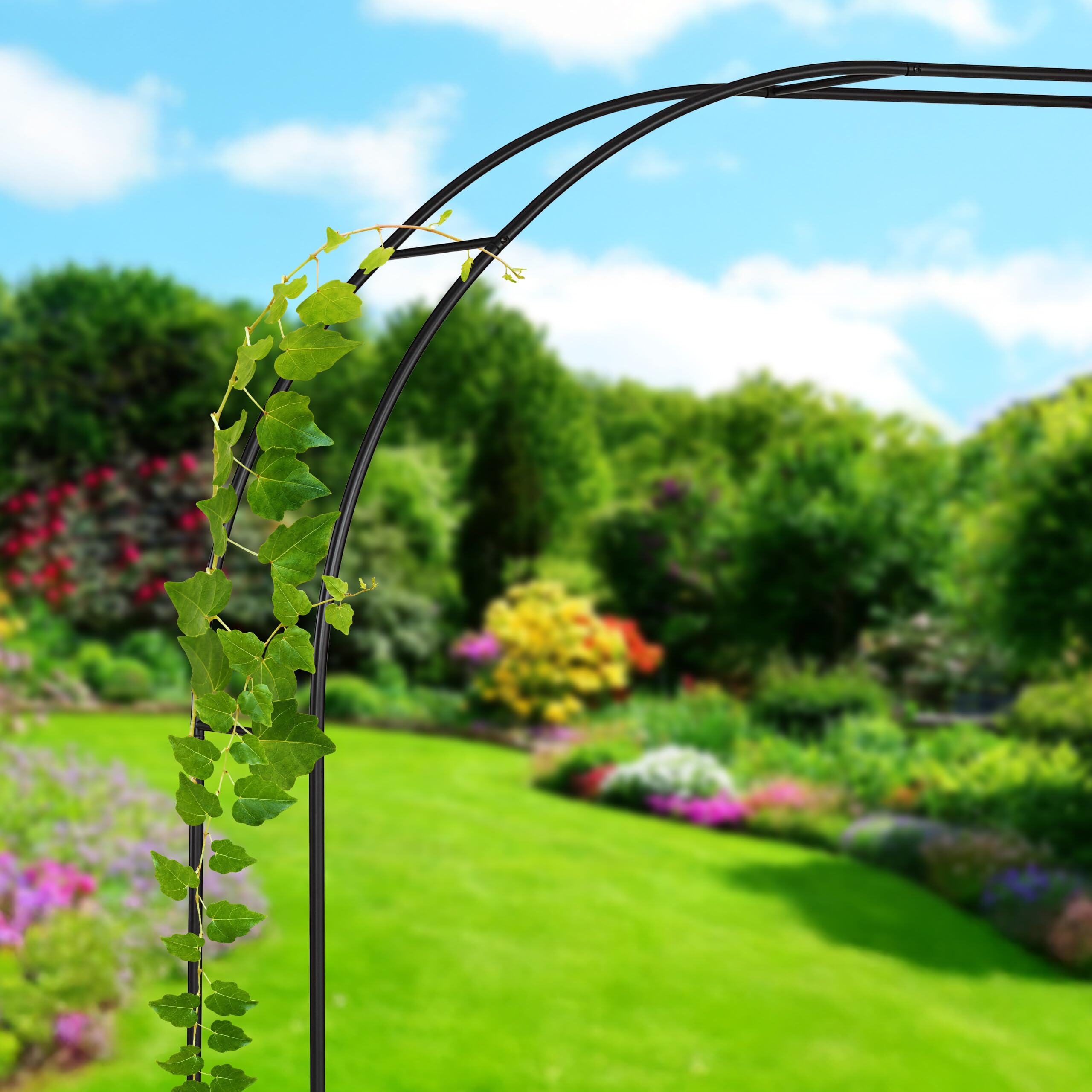 Relaxdays Arche de Jardin, en métal, Robuste, pour Plantes grimpantes, H x L x P : 210 x 280 x 40 cm, Noire