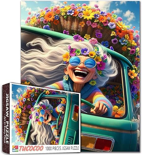 Rompecabezas de viaje por carretera para adultos y estudiantes, 1000 piezas, divertido rompecabezas floral retro para aliviar el estrés, 20 x 27