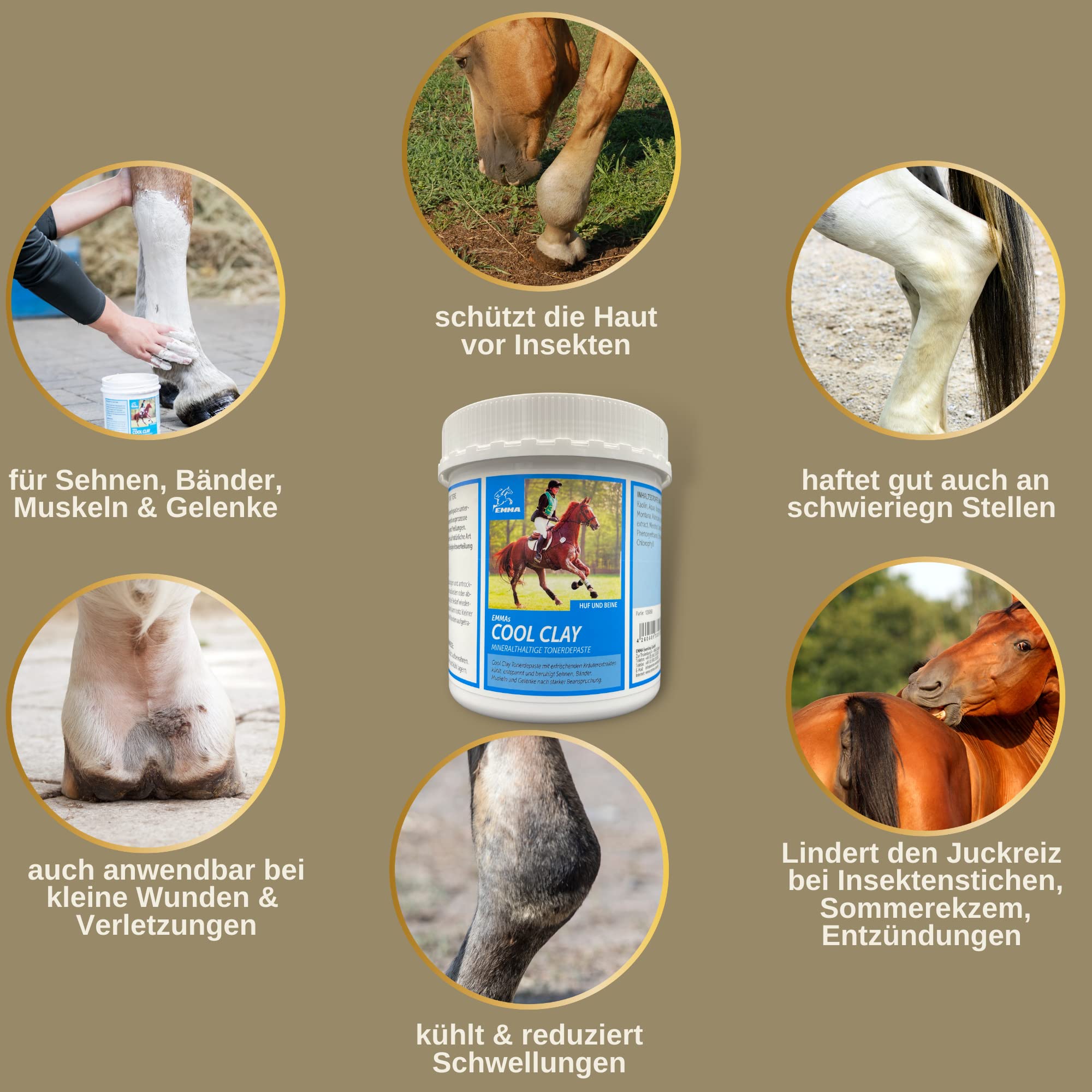 Emma Argile pour Chevaux à l’Arnica 2x1,5 kg Cataplasme Refroidissant Jambes & Tendons | Soin Naturel Muscles & Articulations | Pâte d’Argile pour Chevaux Contre Gonflements & Jambes Engorgées