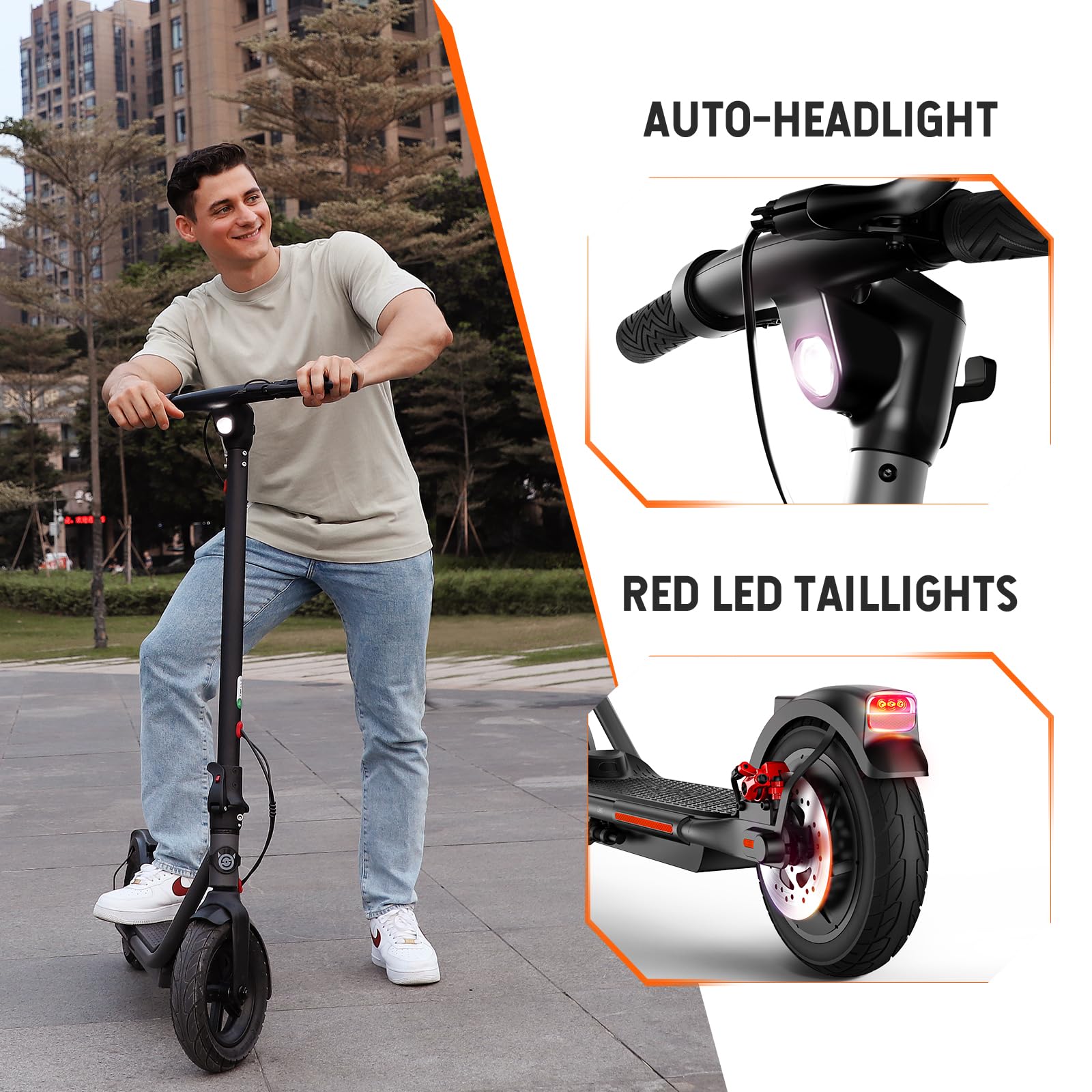 Trottinette Électrique SISIGAD 10″ – Moteur 500W, Autonomie 48 Km, Freinage Double, Pliable – Adulte, UL2272