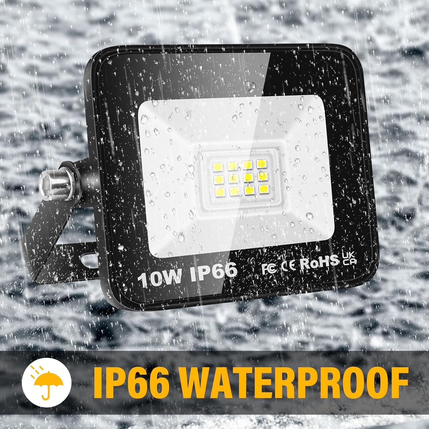 AUXTINGS 4 Pieces 10W LED Flood Lights,900lm Outdoor Security Lights,IP66 Waterproof Outside Lamp 6000K White Spot Light 110V Exterior Lighting for Yard Backyard House Court Stadium Parking
