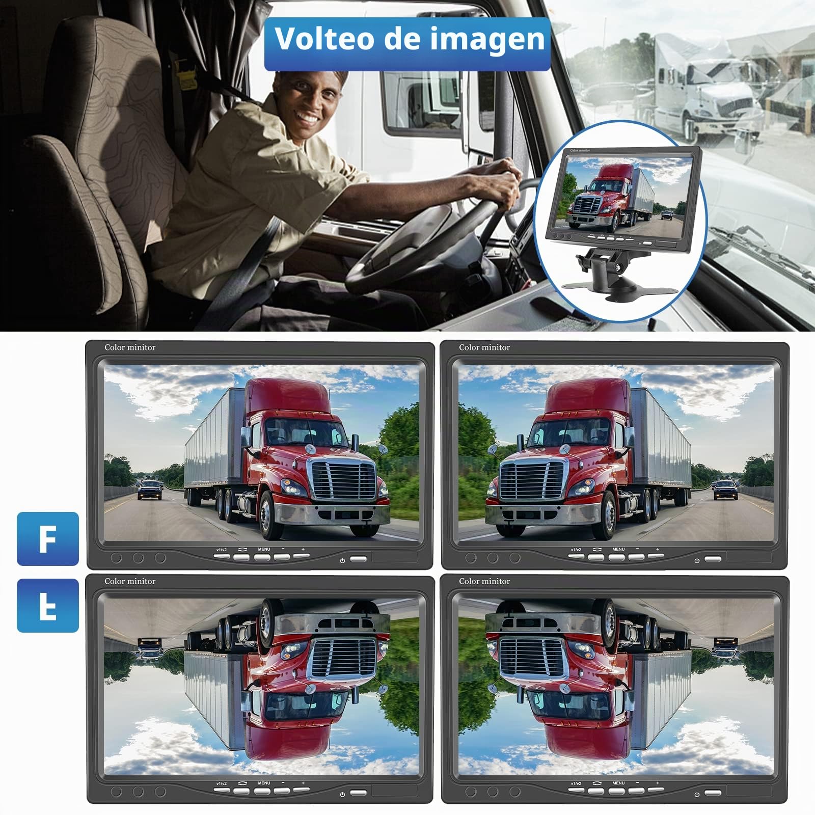 YYKJ Cámara Marcha Atrás para Coche, Cámara de Visión Trasera Impermeable IP68 con Visión Nocturna + Monitor de Visión Trasera de 4,3 Pulgadas y Cable de 33 pies para RV/Autobús/Camión/Remolque