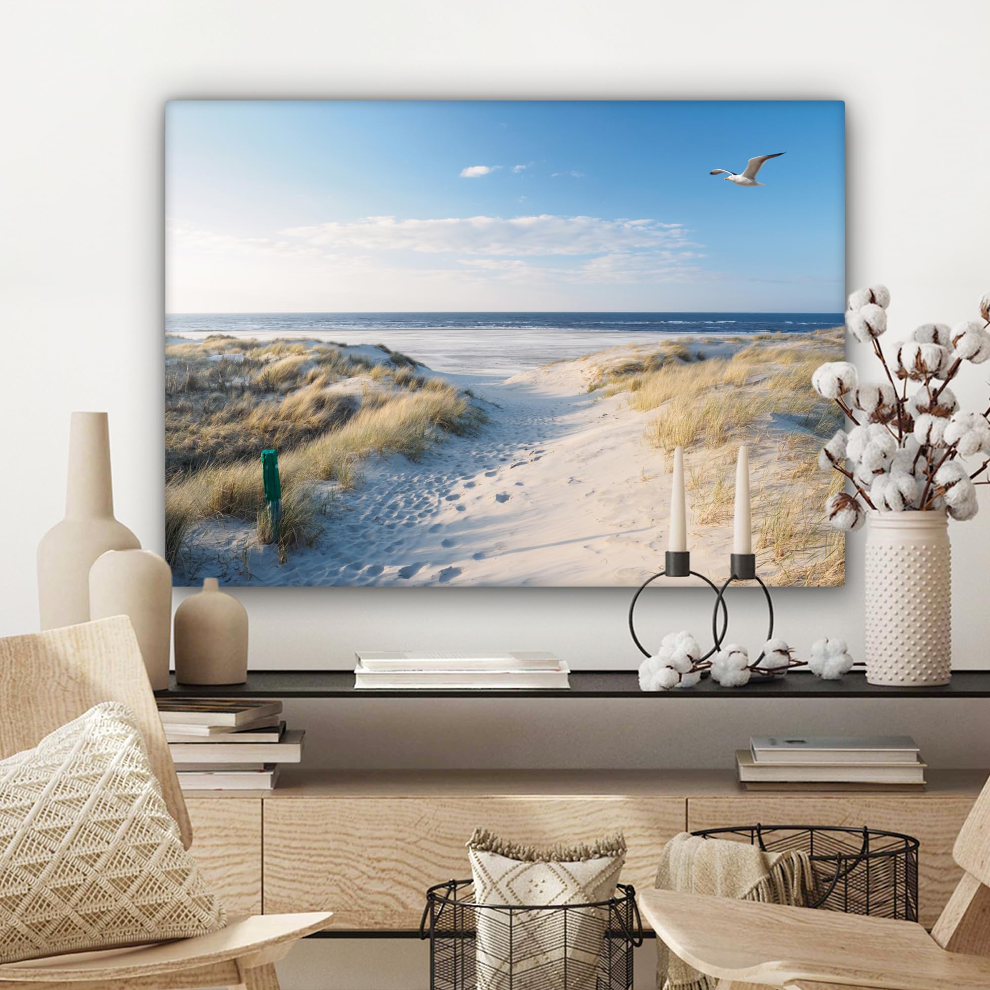 Quadro Mare Moderno 100x70 Cm Su Tela - Stampe Parete Per Soggiorno, Spiaggia, Arredo Casa - Foto 12