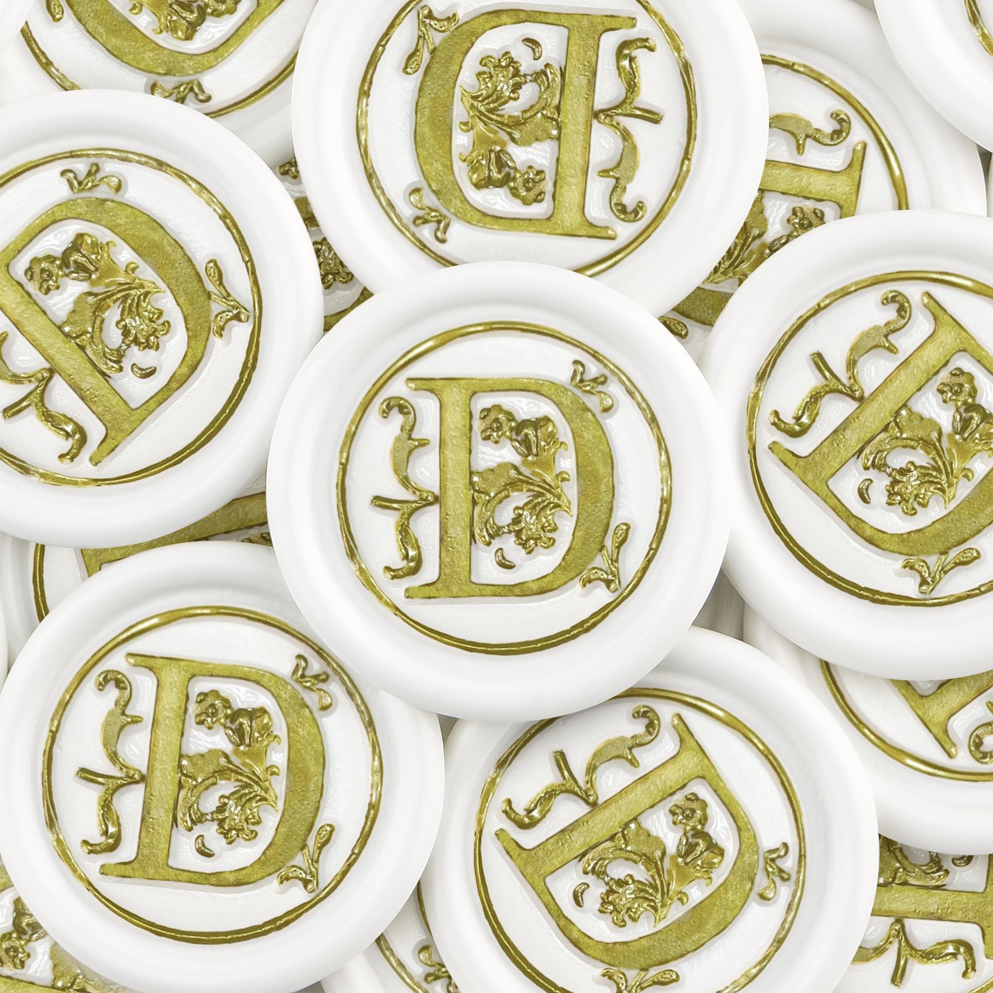 Sceaux de cire blanche initiale D pour personnaliser vos paquets cadeaux et enveloppes