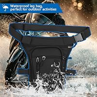APOMOONS Geantă moto neagră impermeabilă de picior și de brâu, cu buzunare multiple, curea reglabilă, unisex, pentru outdoor, camping, drumeții, ciclism și alergare 6