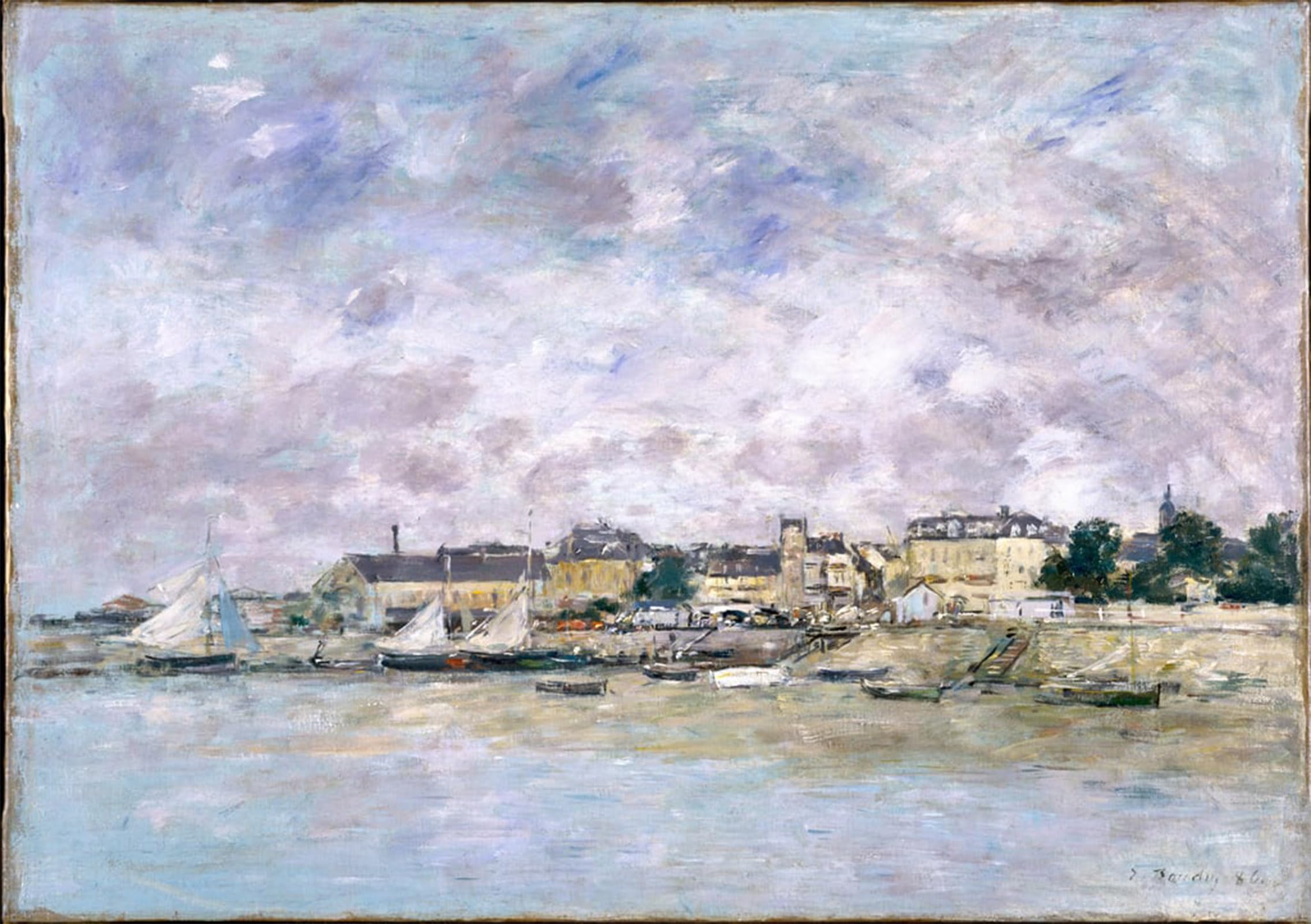ARTXLXXBN Famous Prints Artwork Pictures Poster Painting Art the Port Trouville by Eugene Louis Boudin Artwork Landscape Pictures for Home Decor 60x90cm