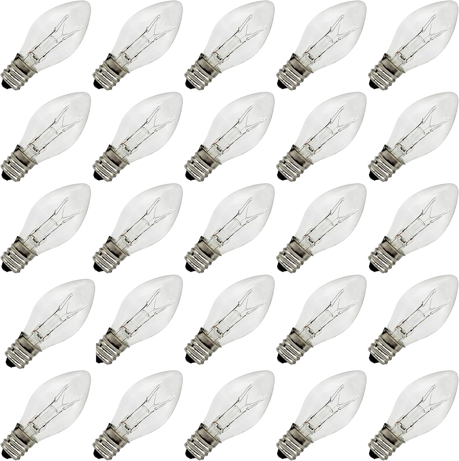 Creative Hobbies Incandescent Replacement Light Bulbs for Wax Warmers, Salt Lamps, Night Lights - 15 Watt, Clear, Steady Burning - Dimmable Bulbs | 25 Pack