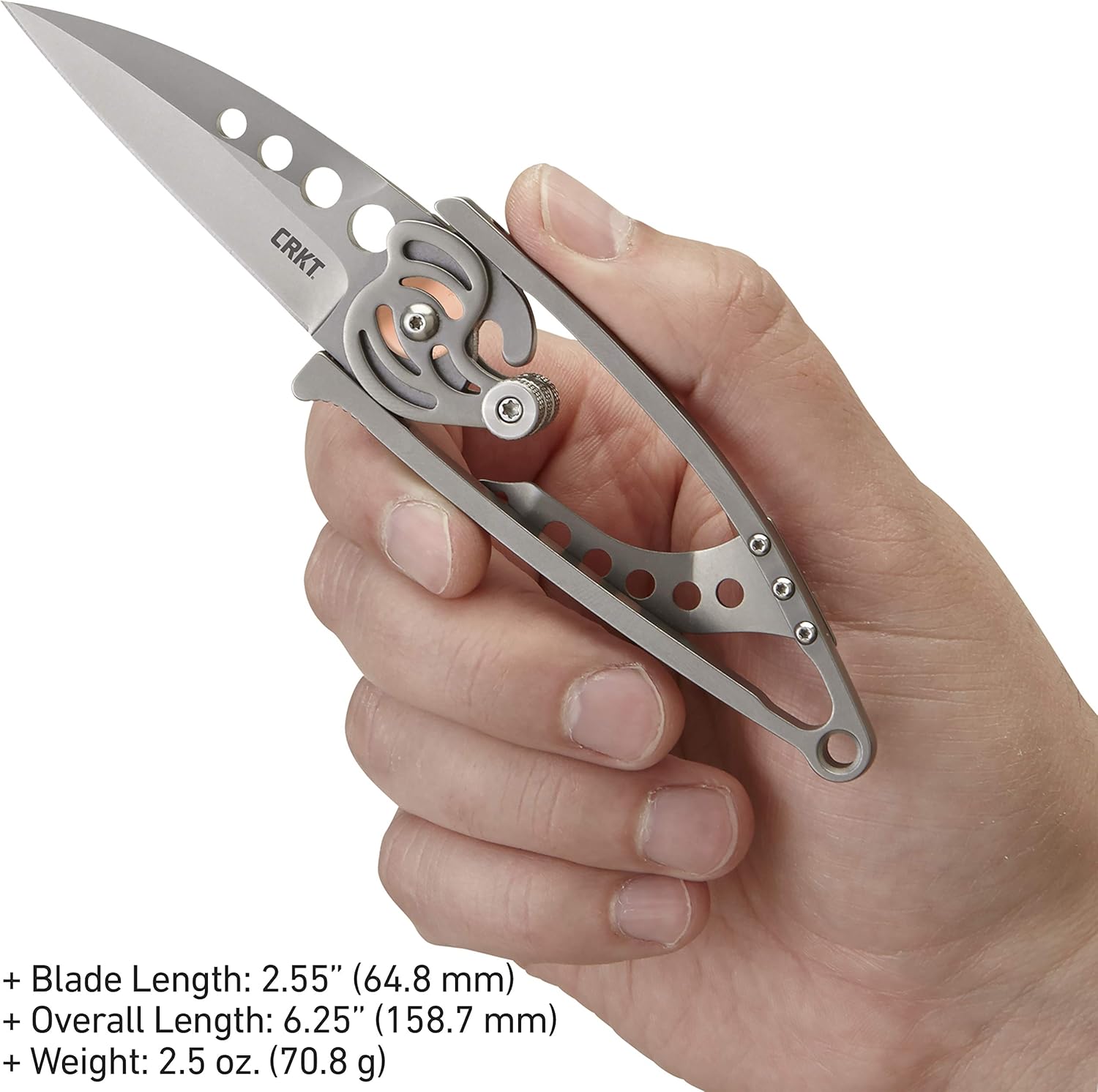 CRKT Snap Lock Everyday Carry EDC Pocket Folding Knife with Snap Lock: Stainless Steel Plain Edge Blade, Stainless Steel Handle, Pocket Clip, 5102N