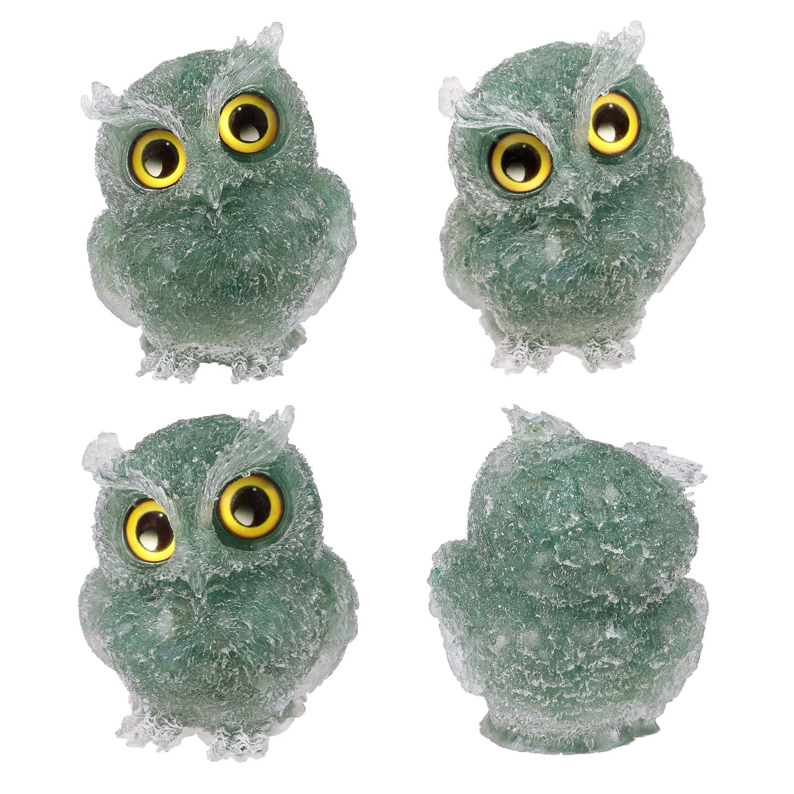 mookaitedecor 3 Inch Green Aventurine Crystal Owl Figurine Ornament for Home Office Decor Housewarming Gift Large Green Owl Gift for Men Women Resin Stone Animal Sculpture Statue Good Luck Ornament - Image 3