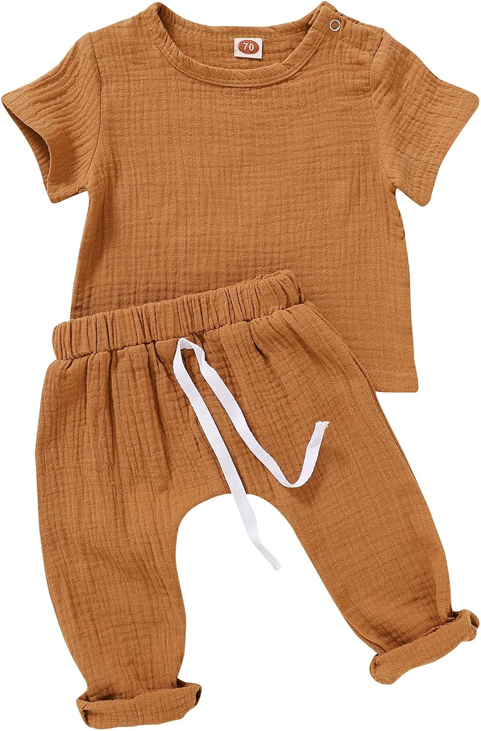 Toddler Baby Boys Girls Clothes Ribbed Outfit Unisex Infant Solid Short Pants 2Pcs Summer Set