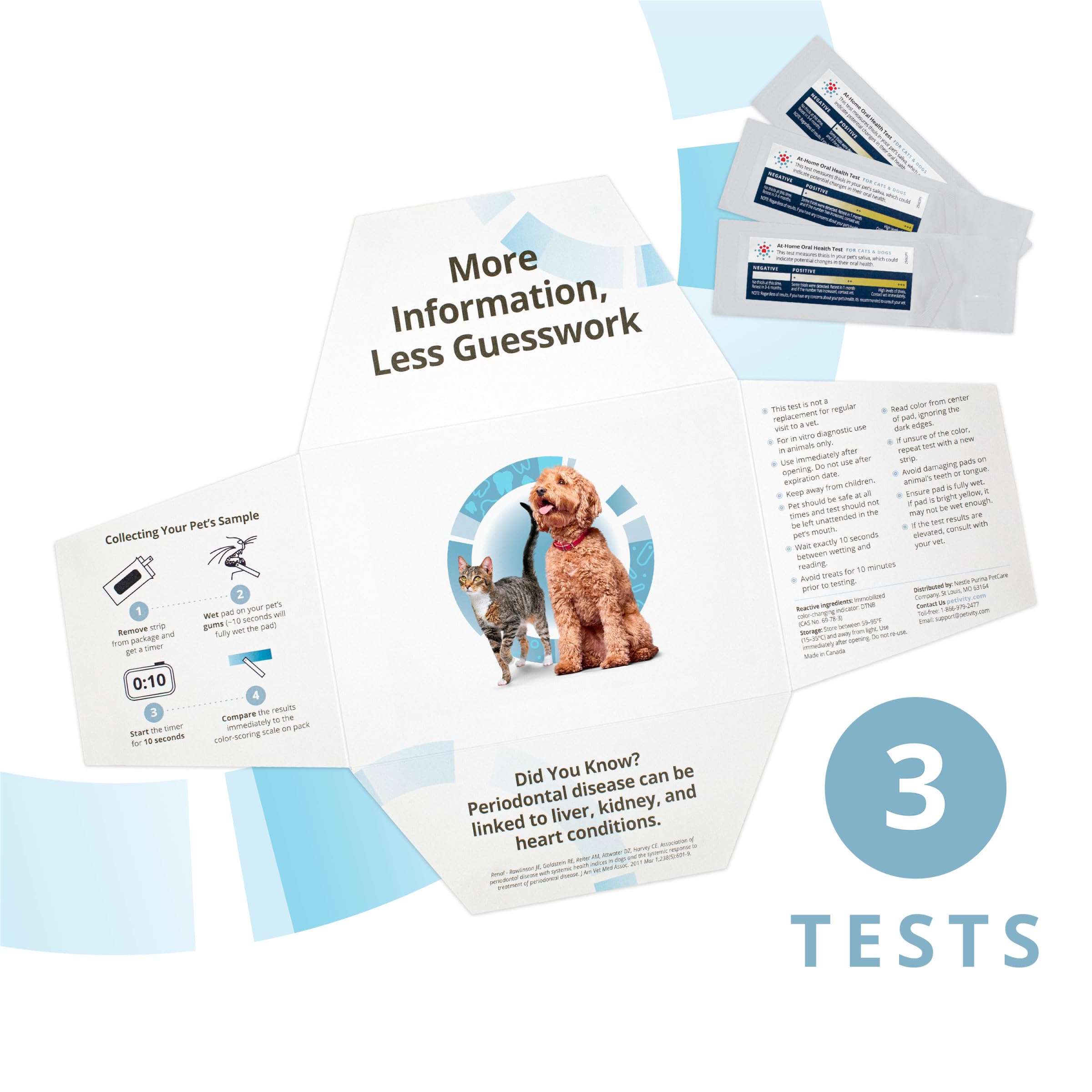 Petivity at-Home Oral Health Test for Cats and Dogs, Powered by Purina - 1 Ounce (Pack of 3)