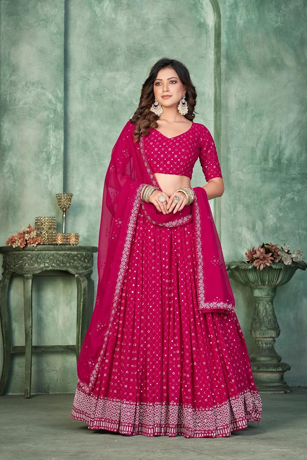 Ready to Wear Indian Lehenga Choli with Stitched Blouse For Women, wedding, navratri, Bridesmaid, Party 0286