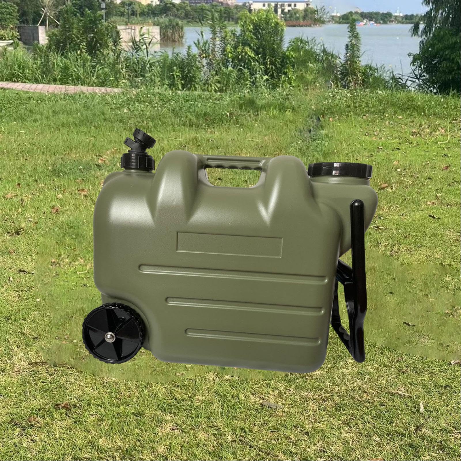 Bidón de Agua para Actividades al Aire Libre, dispensador de líquidos, con asa y Cubo, Ideal para Barbacoa y Senderismo